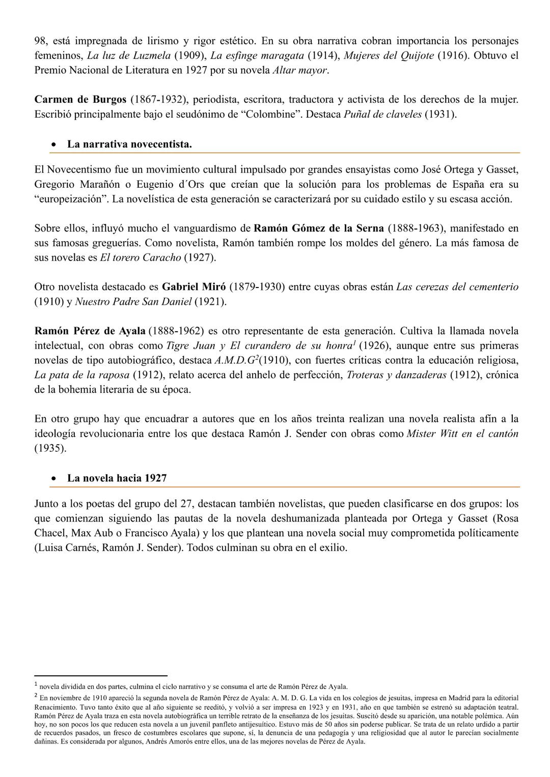 LA NOVELA DESDE PRINCIPIOS DEL SIGLO XX HASTA 1939:
TENDENCIAS, AUTORES Y OBRAS REPRESENTATIVOS.
A grandes rasgos, podemos distinguir cuatro