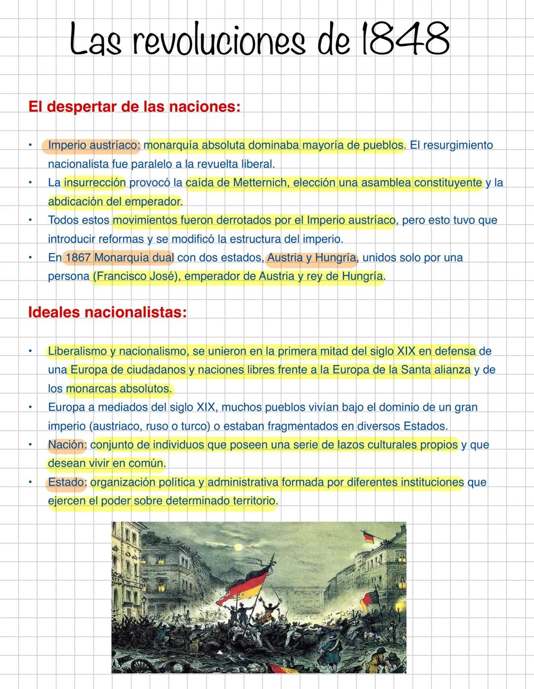 Causas:
●
Las revoluciones de 1848.
●
●
Económicas: crisis agrícola que provocó aumento de precios, descenso del poder
adquisitivo de las cl