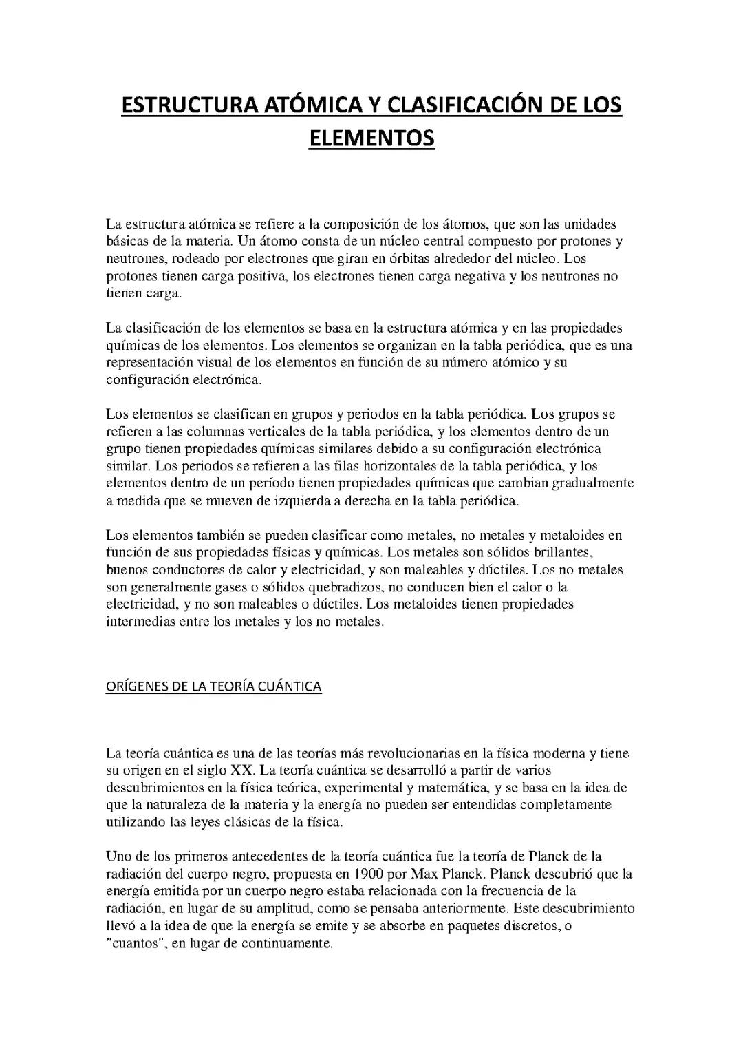 ESTRUCTURA ATÓMICA Y CLASIFICACIÓN DE LOS ELEMENTOS