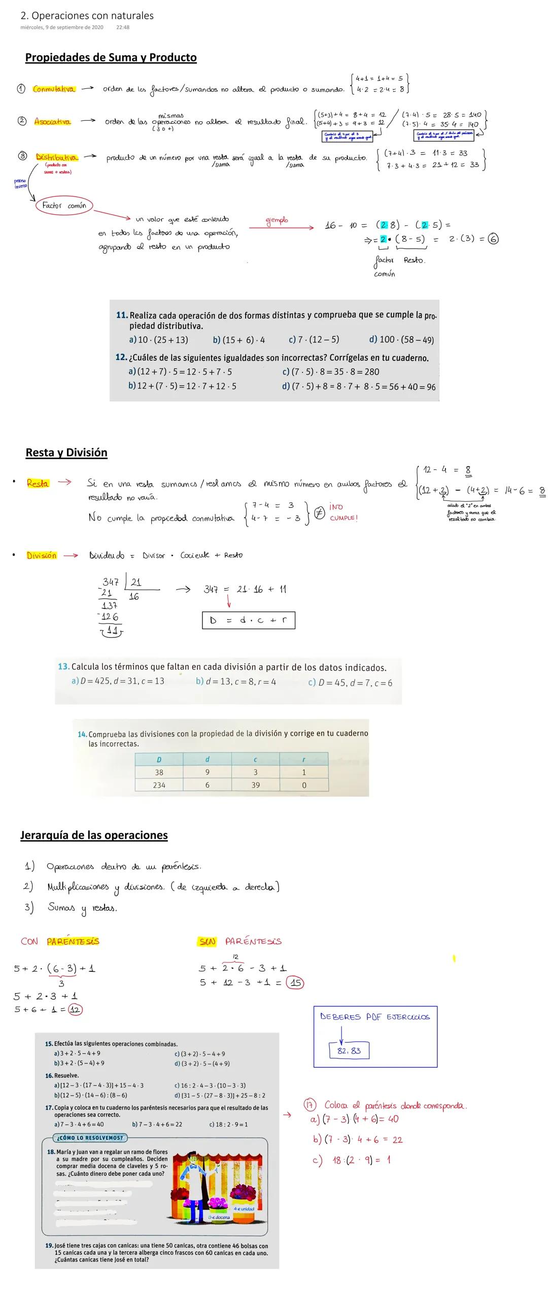 Operaciones con números naturales