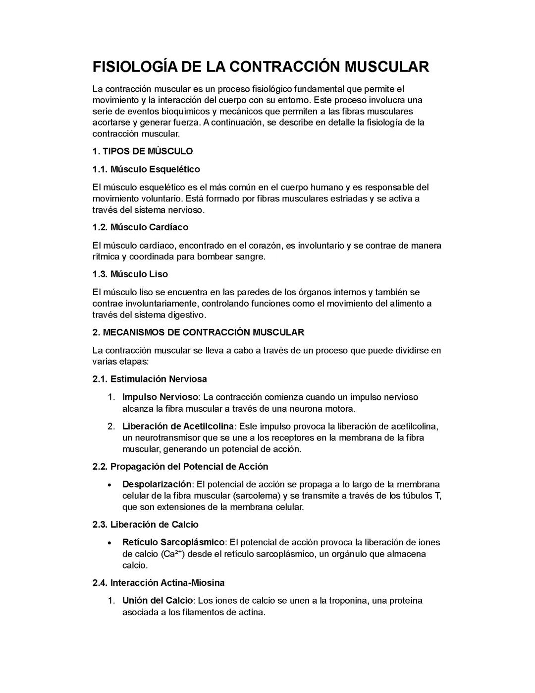 FISIOLOGÍA DE LA CONTRACCIÓN MUSCULAR
