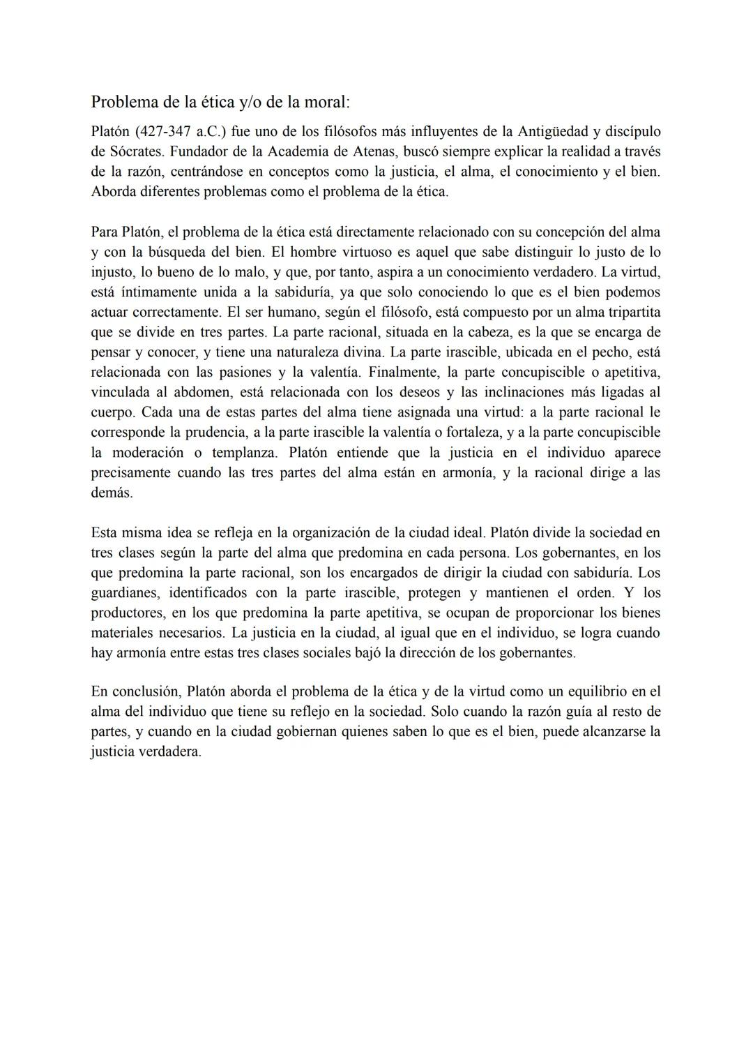 # Problema Realidad y Conocimiento:
Platón (427-347 a.C.) fue uno de los filósofos más influyentes de la Antigüedad y discípulo
de Sócrates