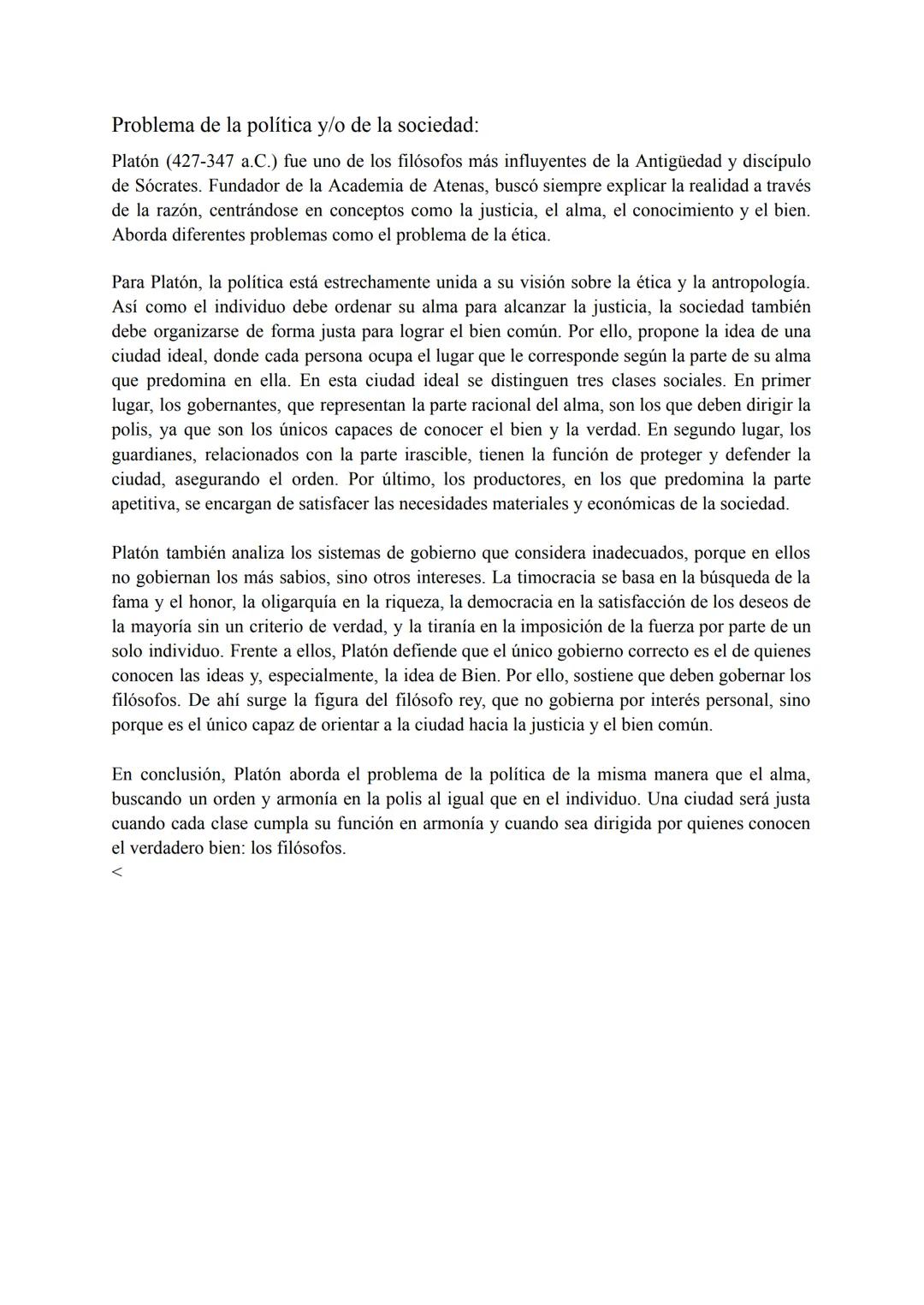 # Problema Realidad y Conocimiento:
Platón (427-347 a.C.) fue uno de los filósofos más influyentes de la Antigüedad y discípulo
de Sócrates