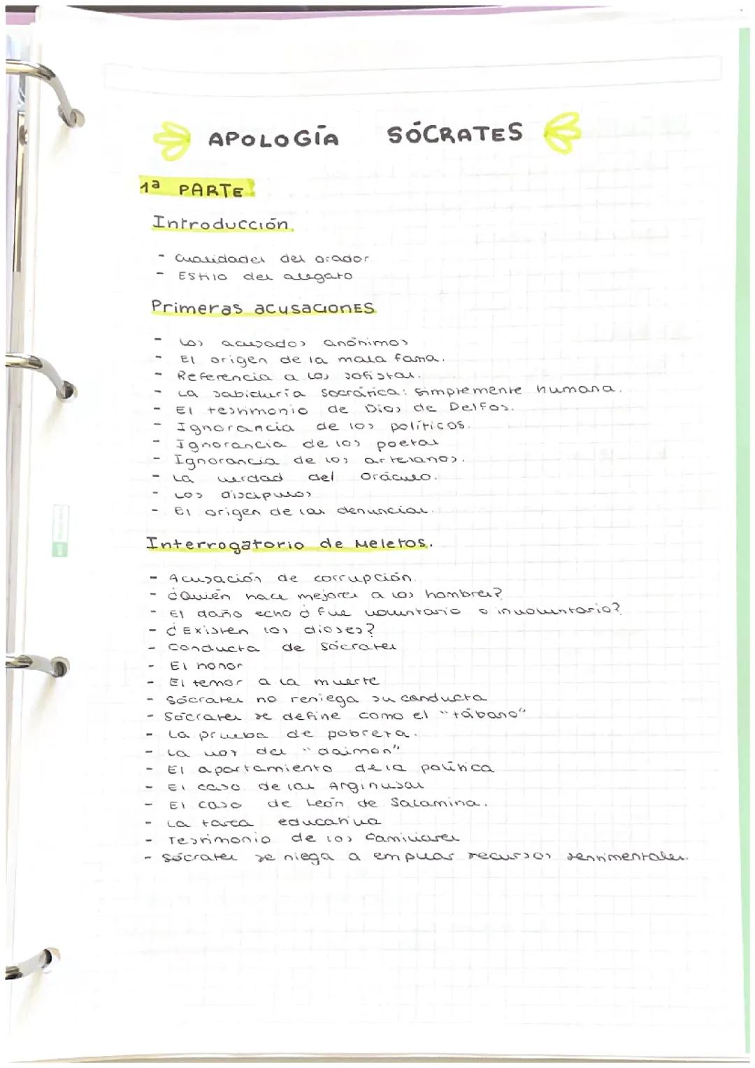 Apología de Socrates con anotaciones y subrayado