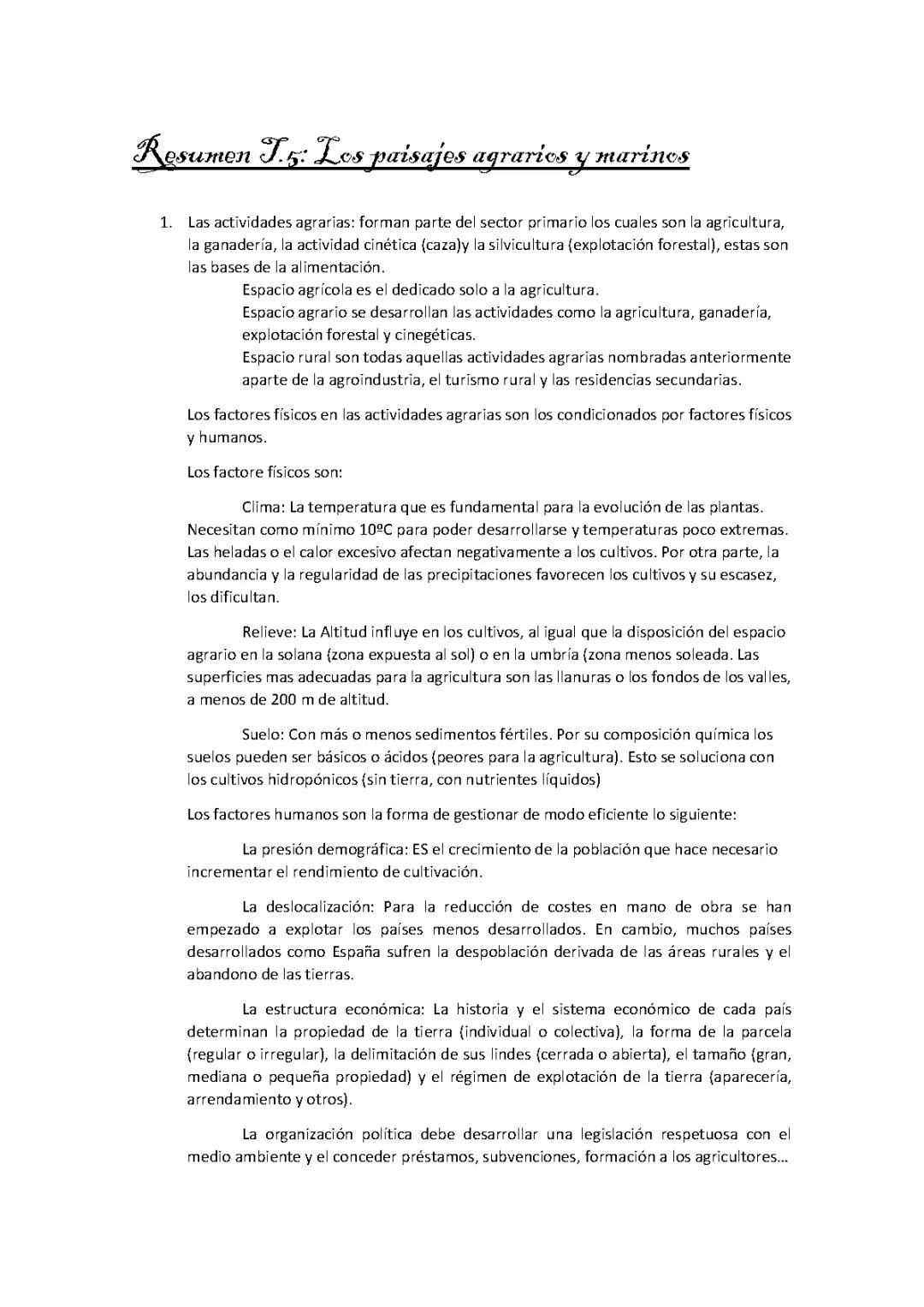 Los paisajes agrarios y marinos