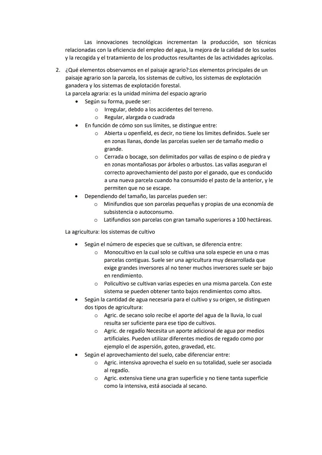 Resumen T.5: Los paisajes agrarios y marinos
1. Las actividades agrarias: forman parte del sector primario los cuales son la agricultura,
la