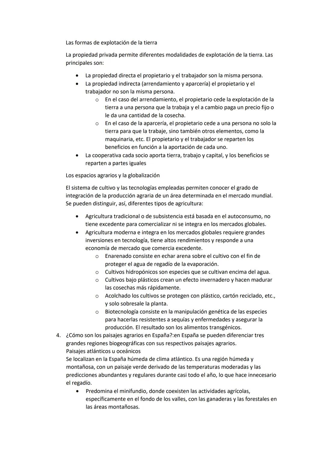 Resumen T.5: Los paisajes agrarios y marinos
1. Las actividades agrarias: forman parte del sector primario los cuales son la agricultura,
la