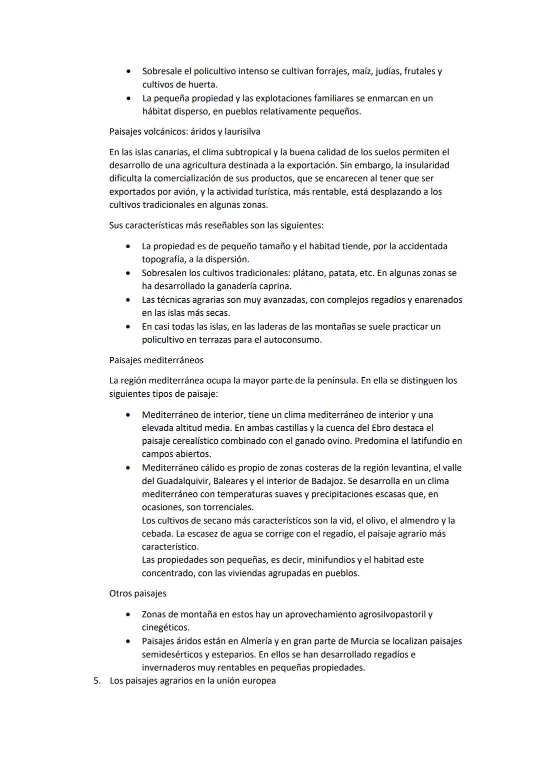 Resumen T.5: Los paisajes agrarios y marinos
1. Las actividades agrarias: forman parte del sector primario los cuales son la agricultura,
la