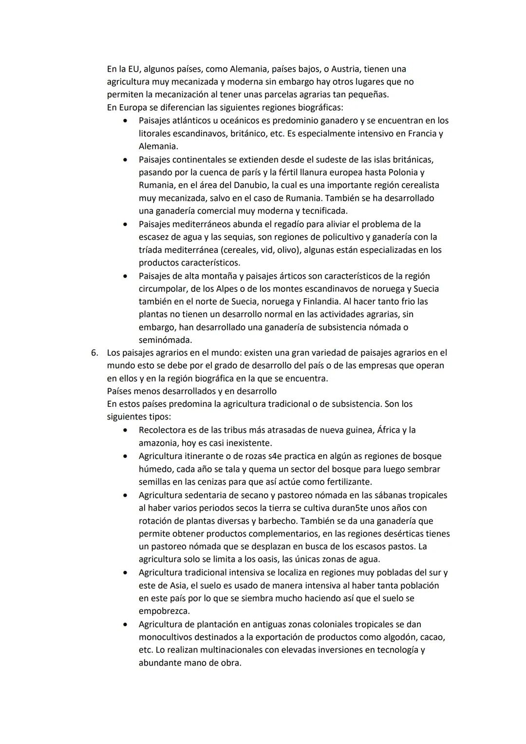 Resumen T.5: Los paisajes agrarios y marinos
1. Las actividades agrarias: forman parte del sector primario los cuales son la agricultura,
la