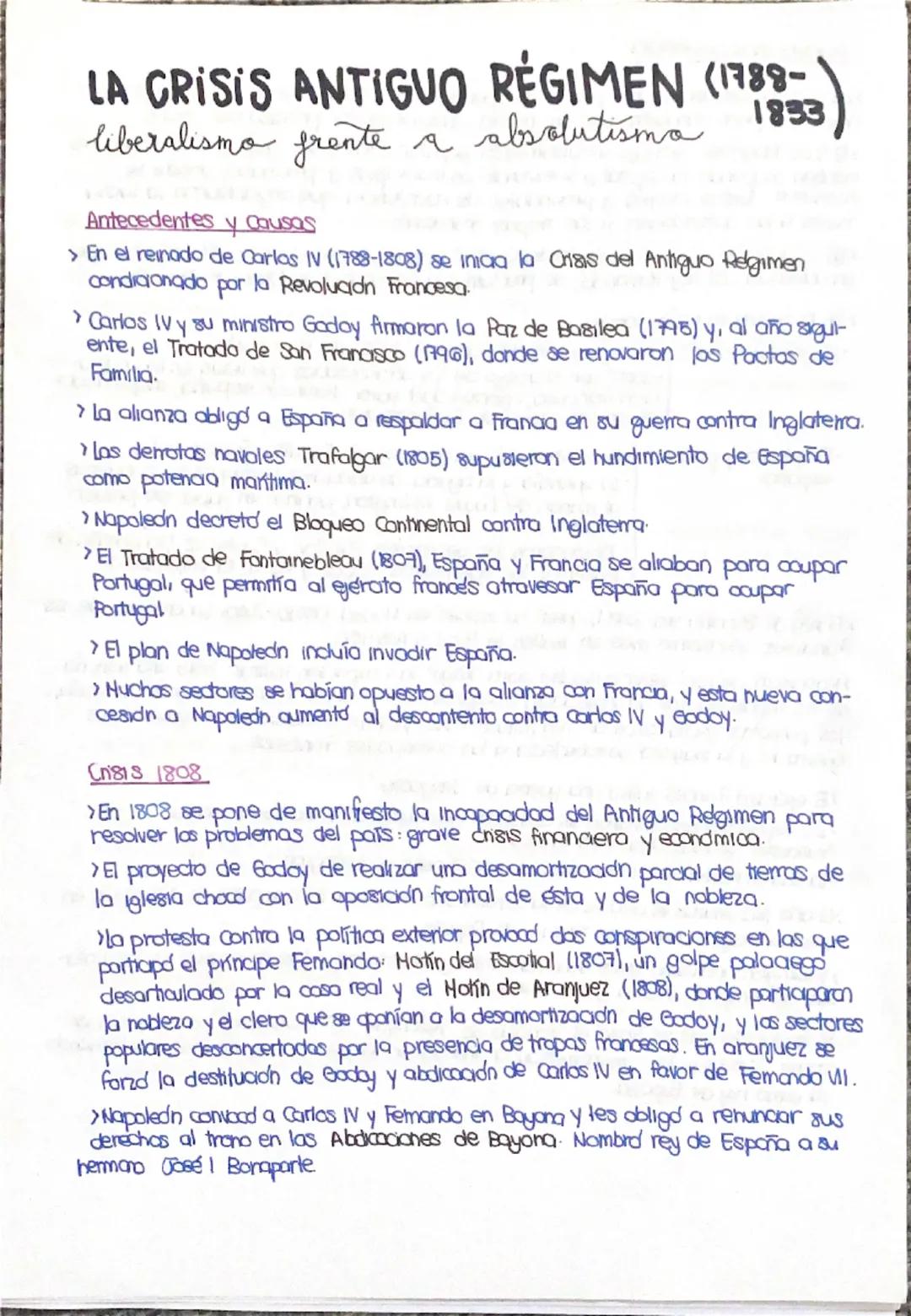 # LA CRISIS ANTIGUO RÉGIMEN (178953)
liberalismo frente a absolutismo
Antecedentes y causas
> En el reinado de Carlos IV (1788-1808) se i