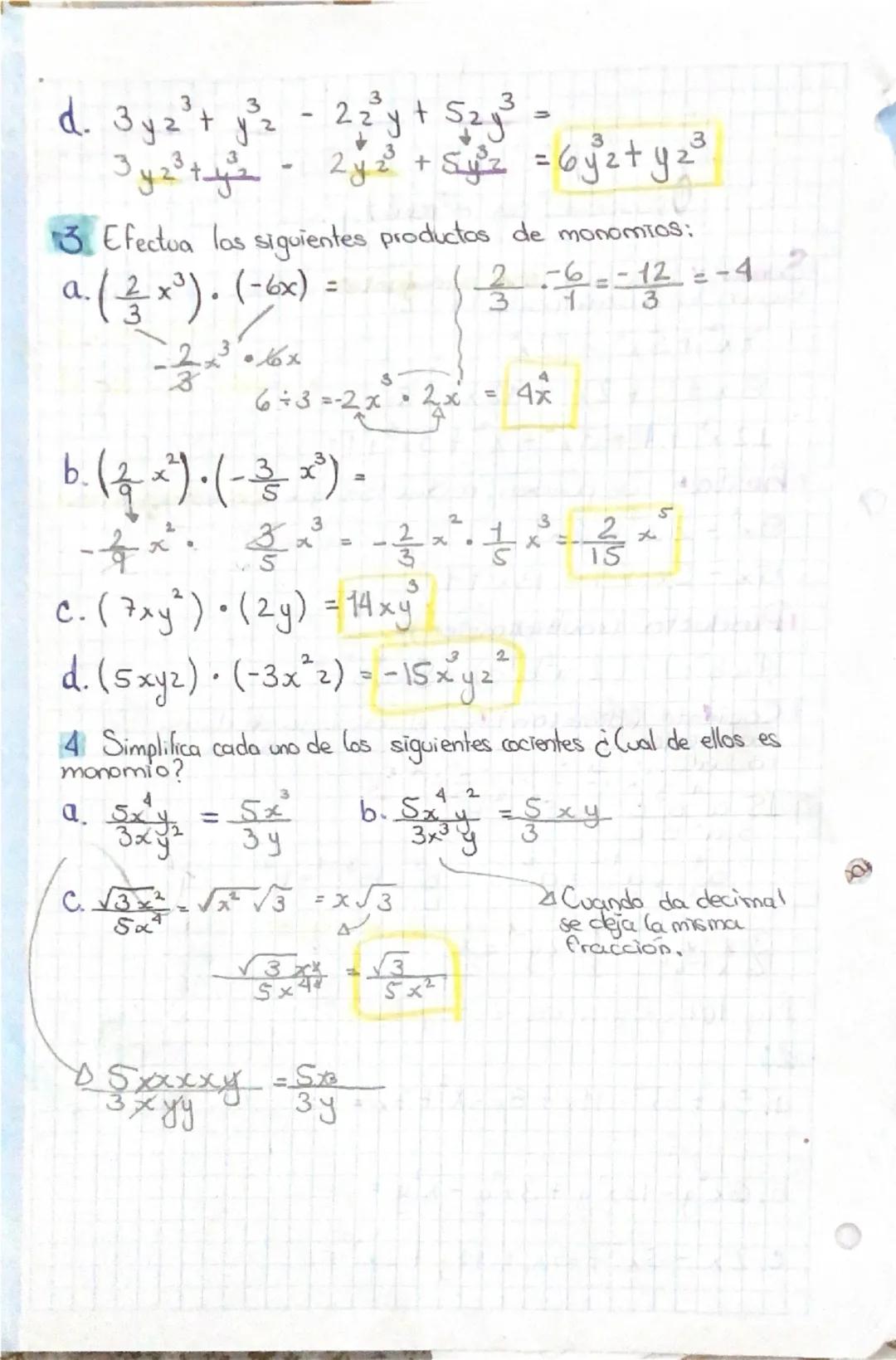 Operaciones con moromios
Suma = los que son semejantes es decir los que
tienen la misma parte literal
7x² + 5x² = 12x²
8x + 5 + 2x = 10x +