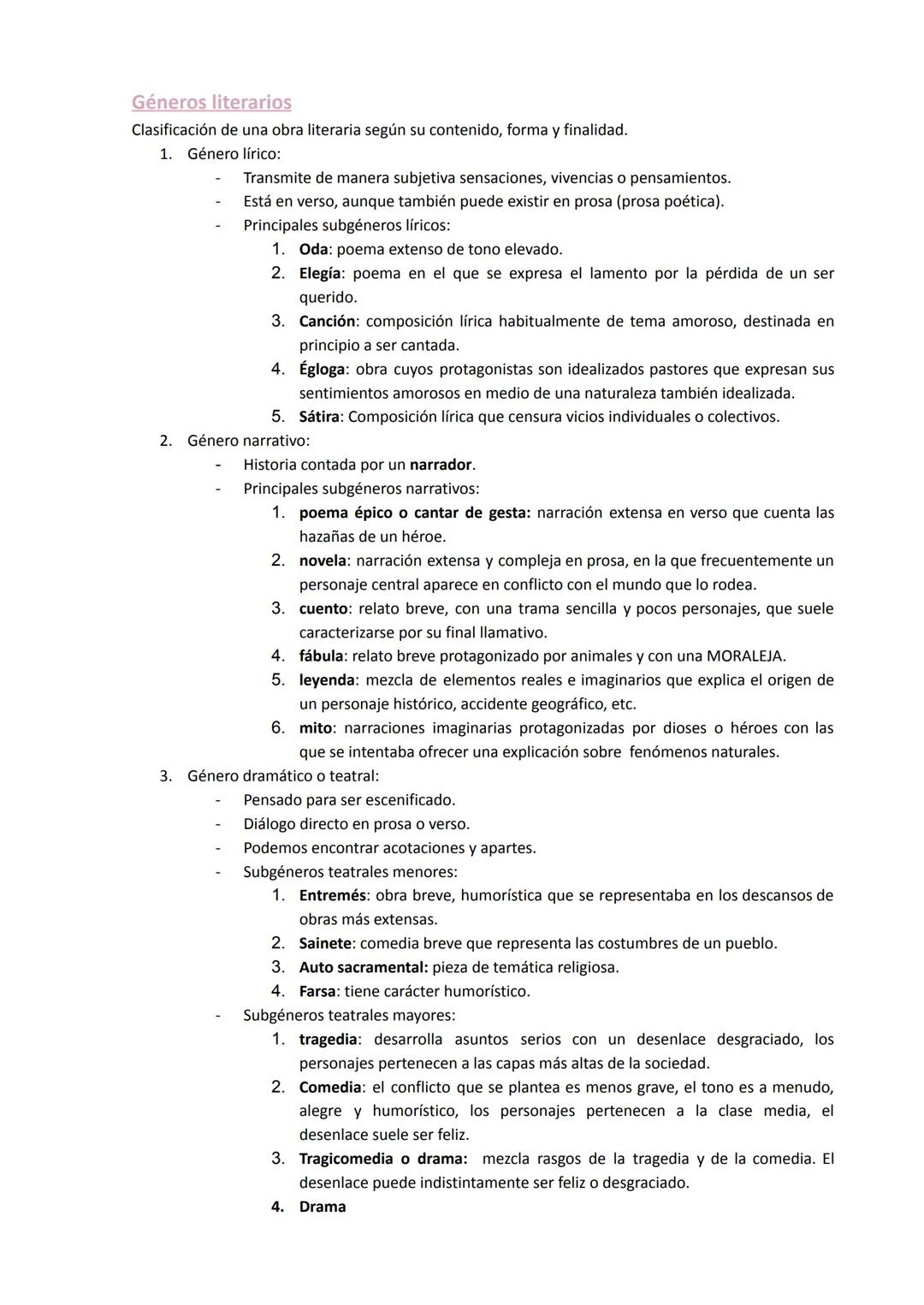 # Géneros literarios
Clasificación de una obra literaria según su contenido, forma y finalidad.
1. Género lírico:
- Transmite de manera su