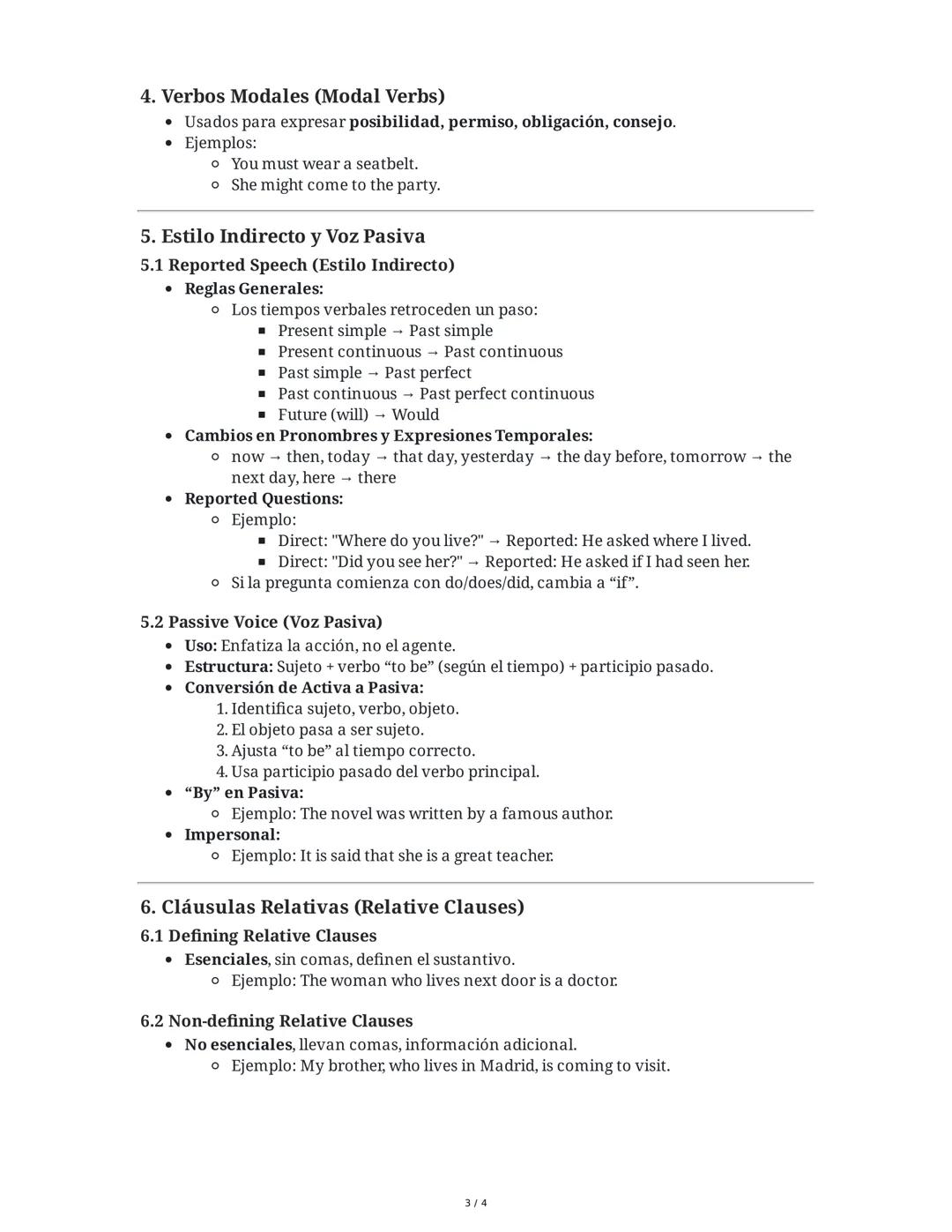 Inglés - Resumen de Gramática Inglesa
1. Tiempos Verbales del Pasado
1.1 Past Simple (Pasado Simple)
Uso: Acciones terminadas en un tiempo e