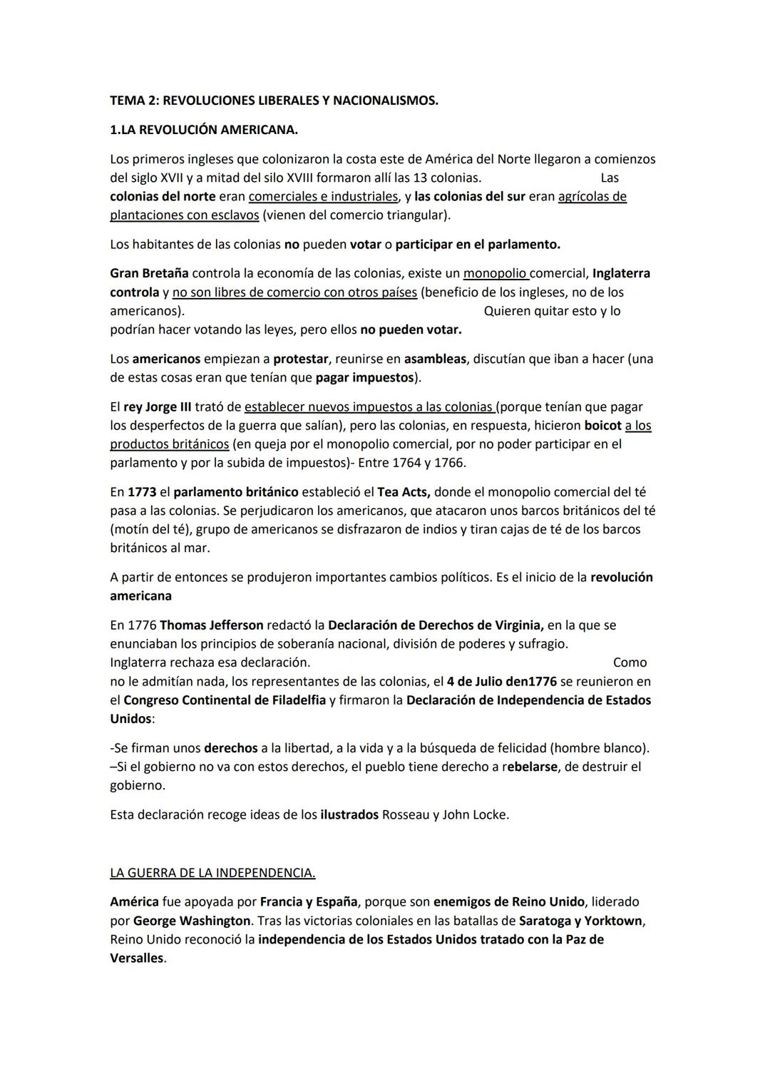 TEMA 2: REVOLUCIONES LIBERALES Y NACIONALISMOS.
1.LA REVOLUCIÓN AMERICANA.
Los primeros ingleses que colonizaron la costa este de América de