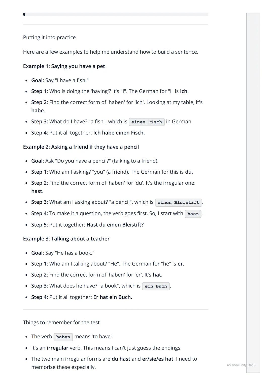 # The Verb 'haben' (to have)
An introduction to the verb 'haben'
The German verb haben means 'to have' in English. It's one of the most
im