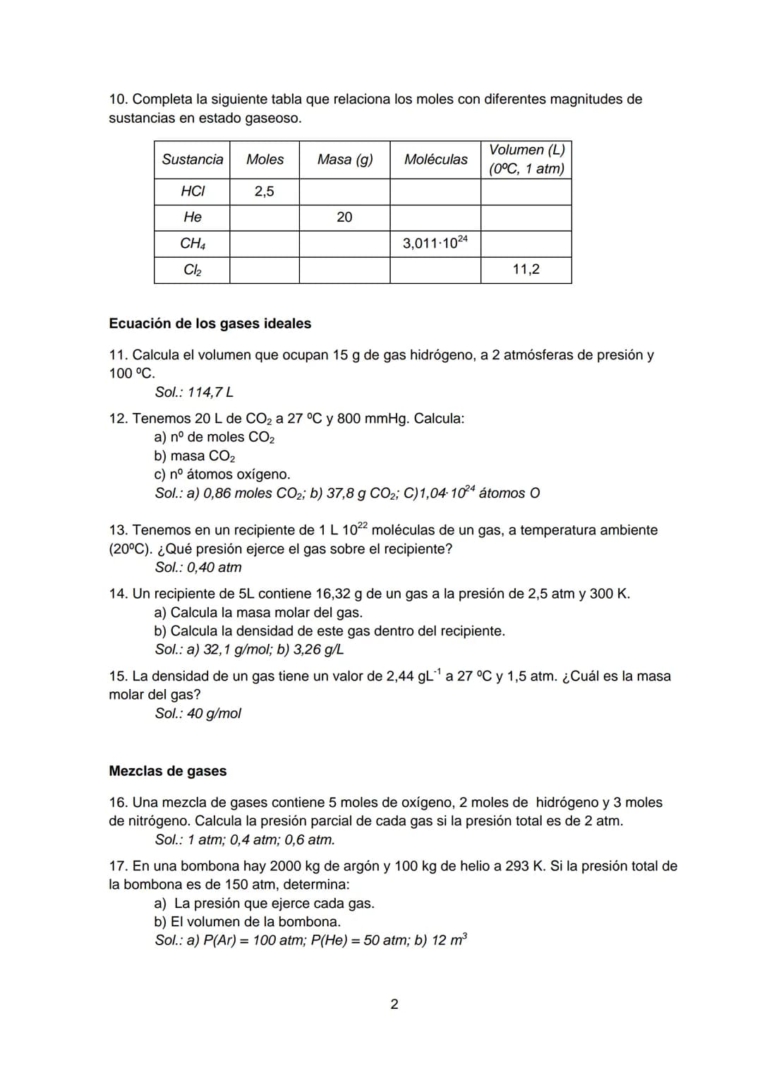 # TEMA 1: LEYES FUNDAMENTALES DE LA QUÍMICA
Leyes ponderales
1. Sabiendo que la proporción entre las masas de calcio y oxígeno es de 8:3,