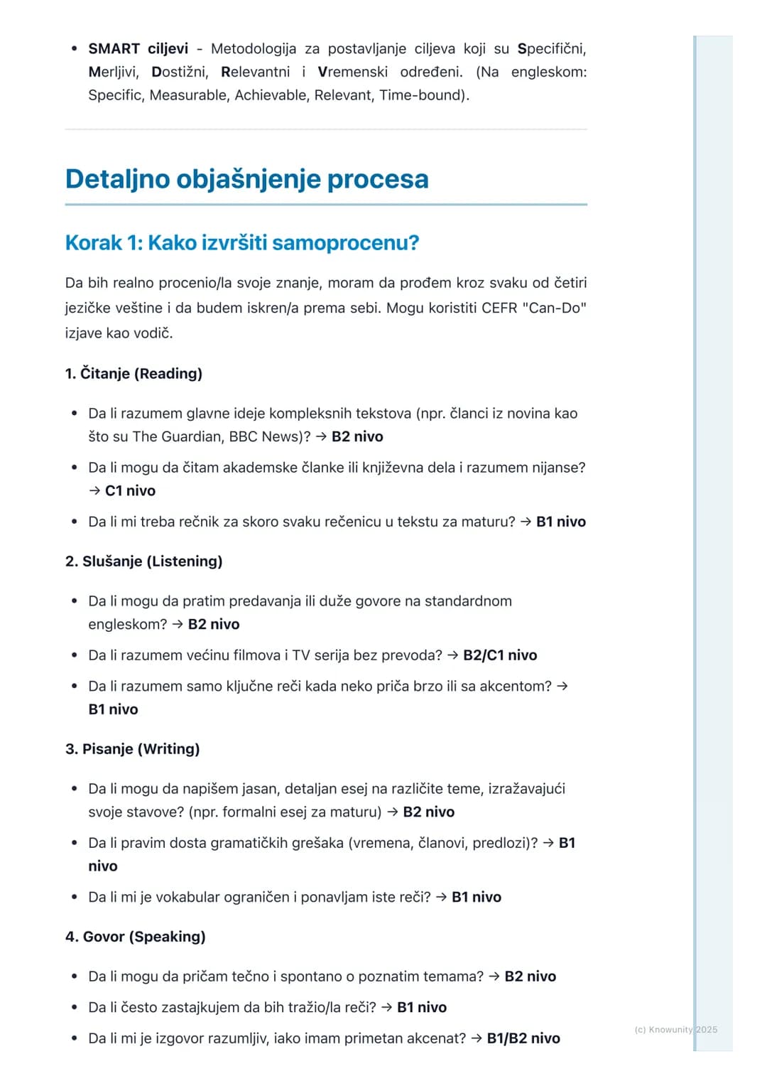 # Samoprocena i postavljanje
ciljeva
Uvod u samoprocenu i postavljanje
ciljeva
Samoprocena je ključna veština za samostalno učenje, pogoto