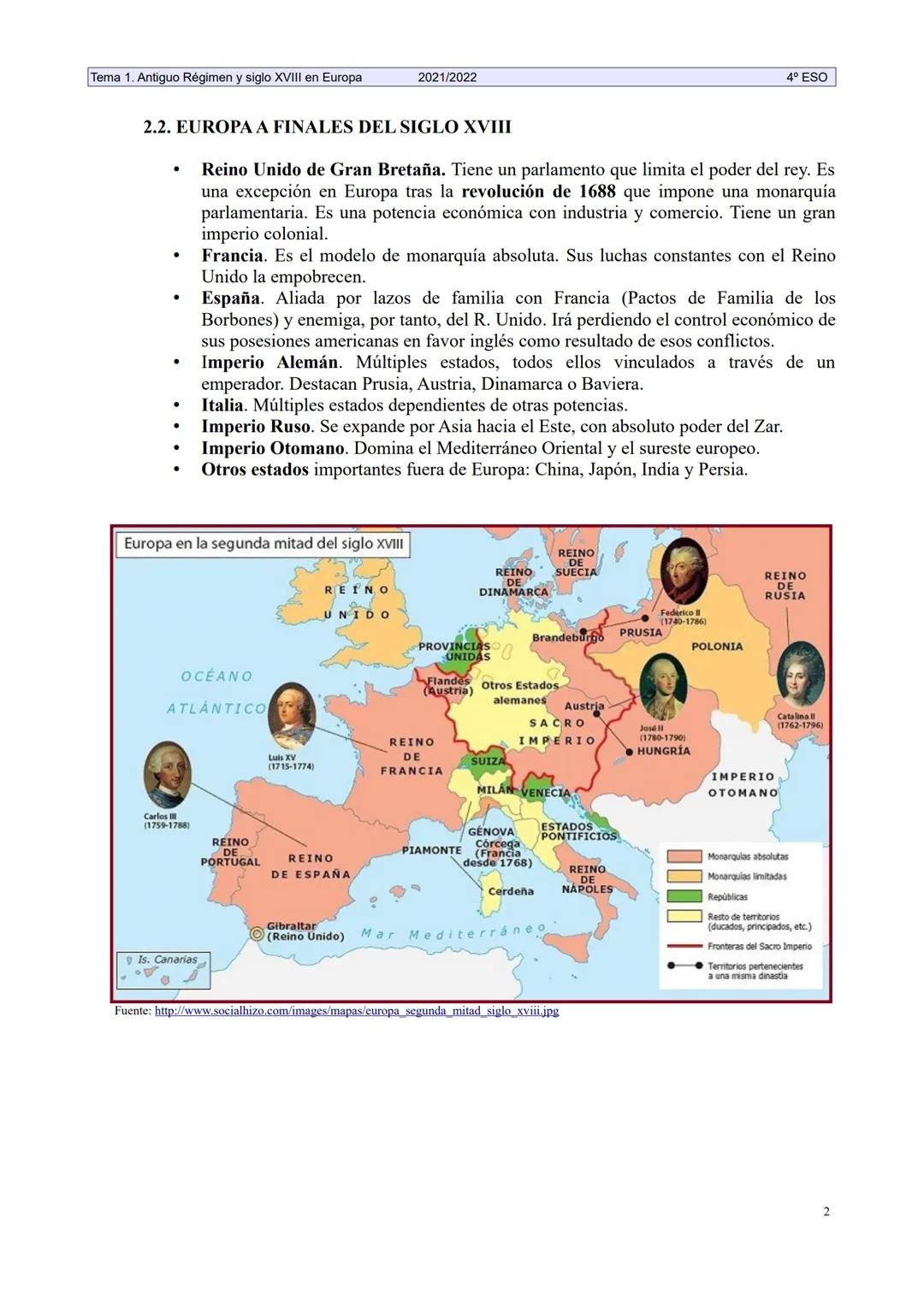 Tema 1. Antiguo Régimen y siglo XVIII en Europa
1. INTRODUCCIÓN.
2. ANTIGUO RÉGIMEN (s. XVI-XVIII)...
2.1. MONARQUÍAS ABSOLUTAS..
2.2. EUROP