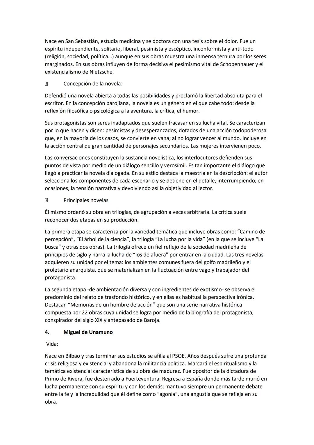 TEMA 2. LA NOVELA A PRINCIPIOS DE SIGLO. PRINCIPALES TÉCNICAS NARRATIVAS.
CARACTERÍSTICAS TEMÁTICAS Y FORMALES. PÍO BAROJA Y MIGUEL DE UNAMU