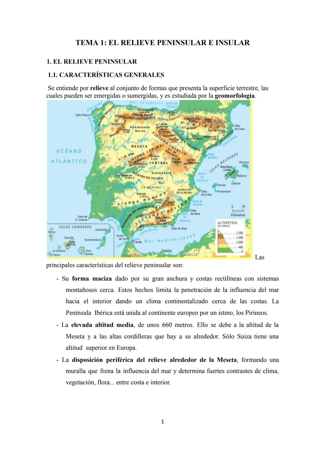 TEMA 1: GEOGRAFIA EL RELIEVE