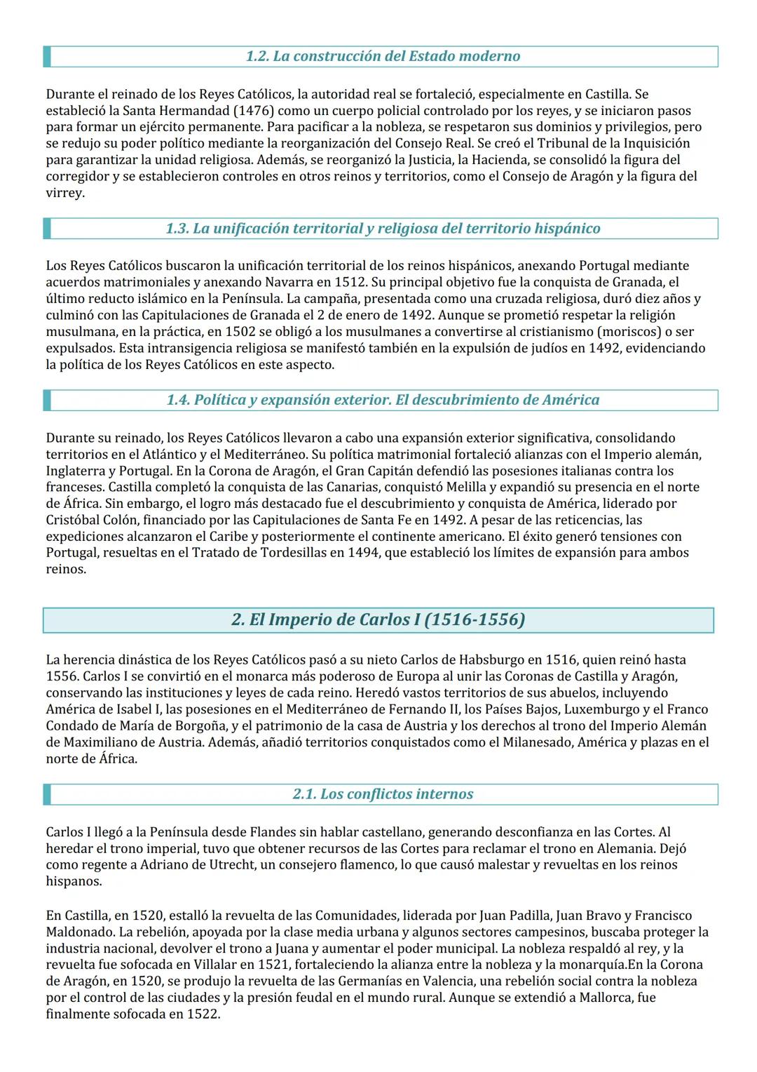 Tema 2. Los Reyes Católicos y el Imperio de
los Austrias
Esquema 1. El reinado de los Reyes Católicos
1.1. La unión dinástica
1.2. La constr