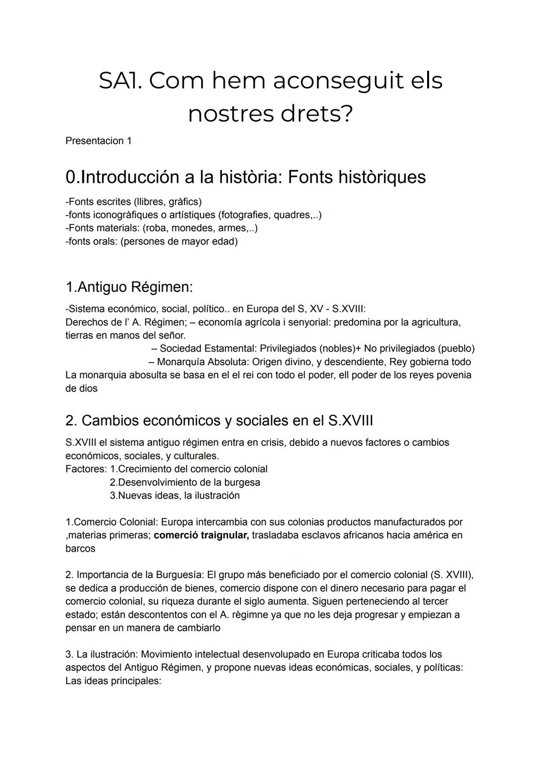 SA1. Com hem aconseguit els
nostres drets?
Presentacion 1
0.Introducción a la història: Fonts històriques
-Fonts escrites (llibres, gràfics)