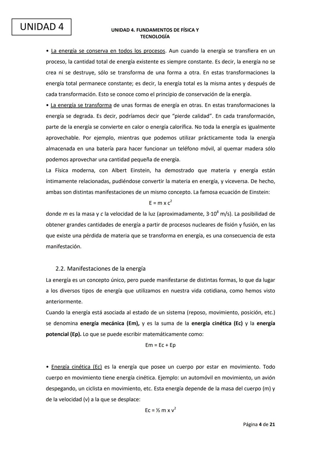 # Ciencias
# Experimentales
UNIDAD 4. FUNDAMENTOS DE FÍSICA Y TECNOLOGÍA UNIDAD 4
UNIDAD 4. FUNDAMENTOS DE FÍSICA Y
TECNOLOGÍA
ÍNDICE
1