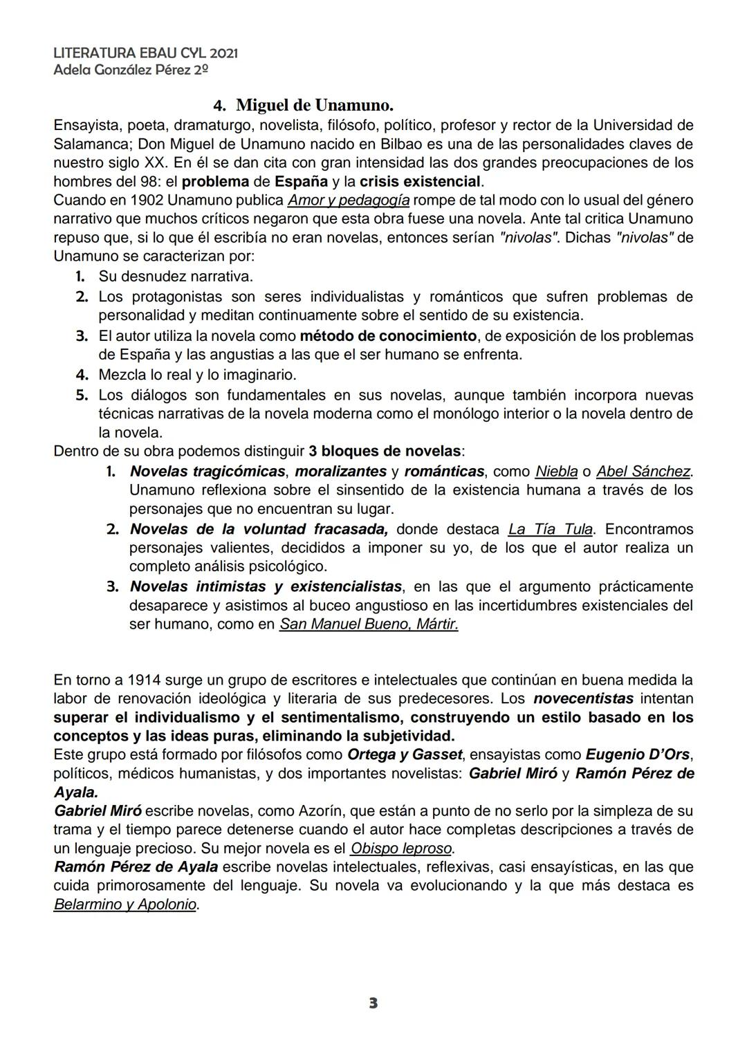 LITERATURA EBAU CYL 2021
Adela González Pérez 2º
TEMA 2. LA NOVELA A PRINCIPIOS DE SIGLO. PÍO BAROJA Y
MIGUEL DE UNAMUNO.
La novela de princ