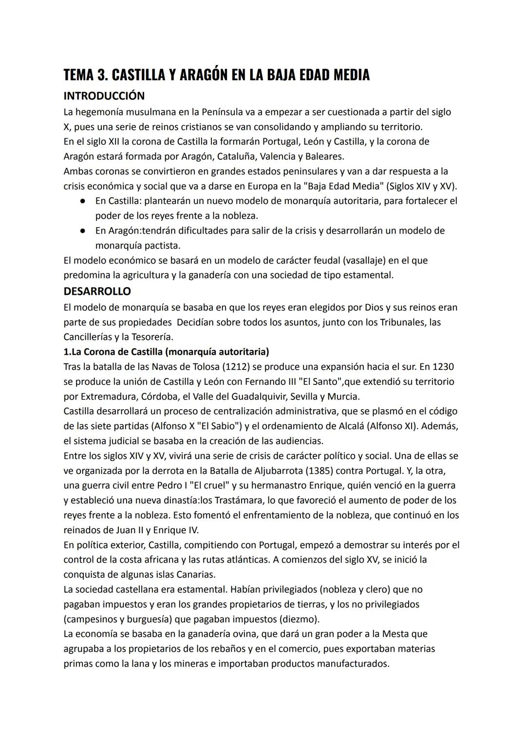 # TEMA 3. CASTILLA Y ARAGÓN EN LA BAJA EDAD MEDIA
INTRODUCCIÓN
La hegemonía musulmana en la Península va a empezar a ser cuestionada a par