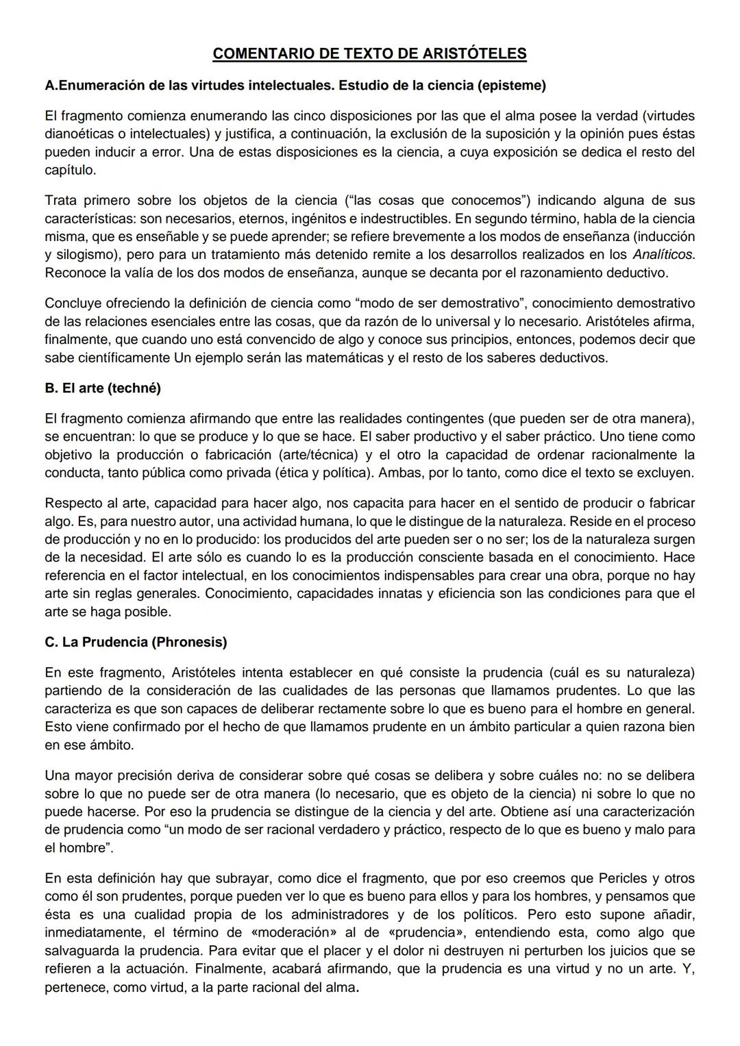 <h2 id="virtudesintelectualesycienciaepisteme">Virtudes Intelectuales y Ciencia (Episteme)</h2>
<p>El fragmento comienza enumerando las cin