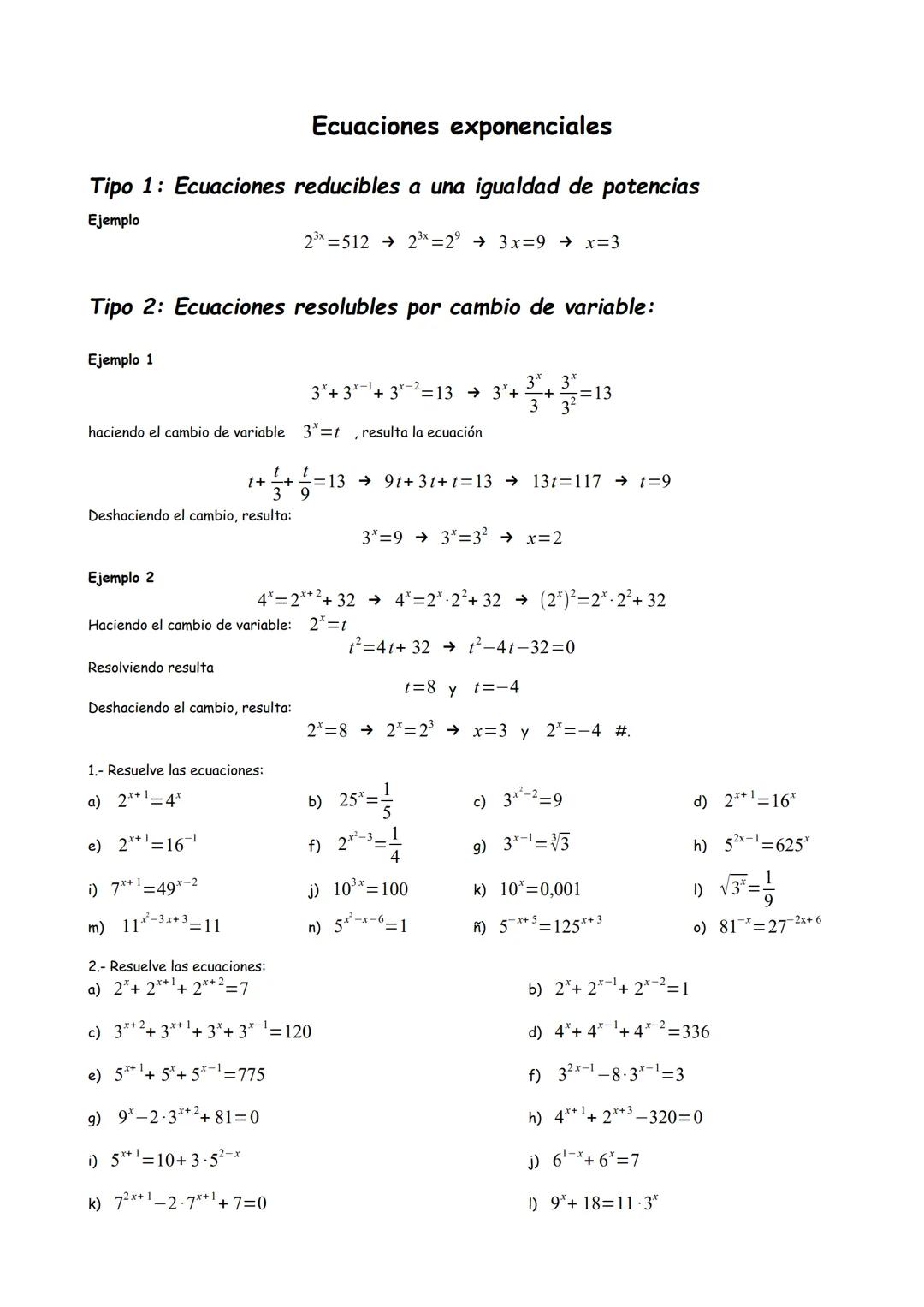Ecuaciones Exponenciales 2.0