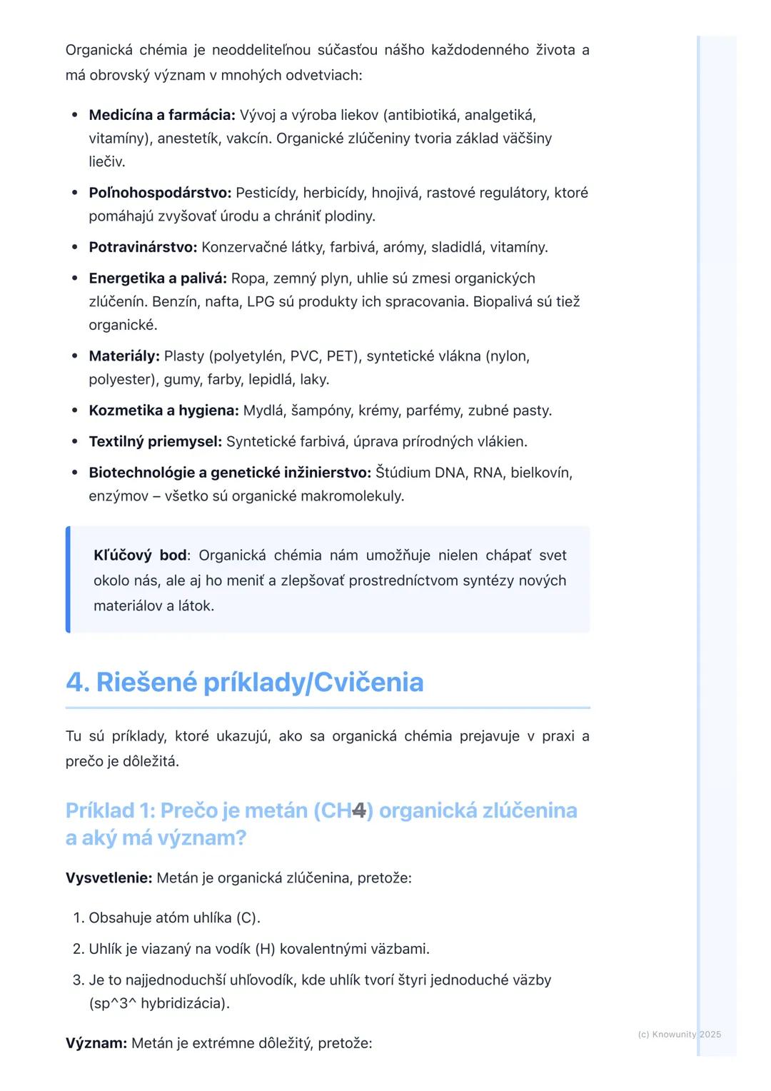 # Predmet a význam organickej
chémie
1. Prehľad a úvod
Organická chémia je obrovská a fascinujúca oblasť chémie, ktorá sa zaoberá
štúdiom