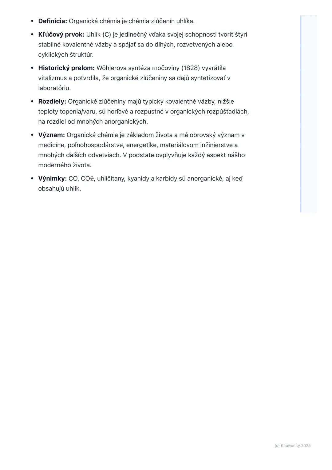 # Predmet a význam organickej
chémie
1. Prehľad a úvod
Organická chémia je obrovská a fascinujúca oblasť chémie, ktorá sa zaoberá
štúdiom