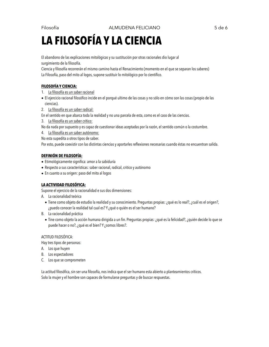 # Filosofía
# ALMUDENA FELICIANO
## ¿QUÉ ES LA FILOSOFÍA?
1 de 6
FILOSOFÍA: La Filosofía estudia lo real, busca la verdad, trata del bie