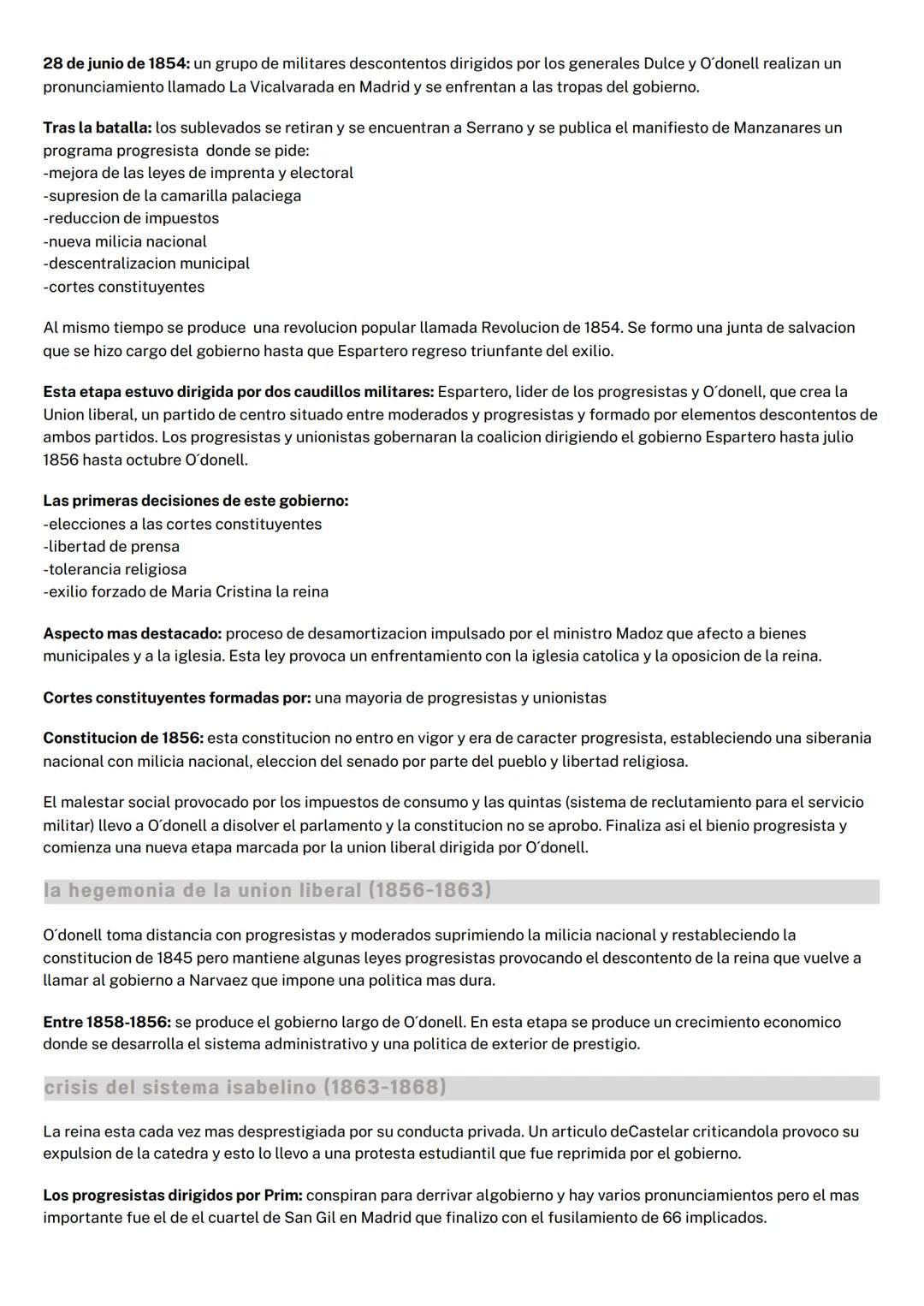 --- OCR Start ---
TEMA 6: construccion del estado liberal
1- REINADO DE ISABEL II (1833-1869)
antecedentes
Ultima etapa del reinado de Ferna