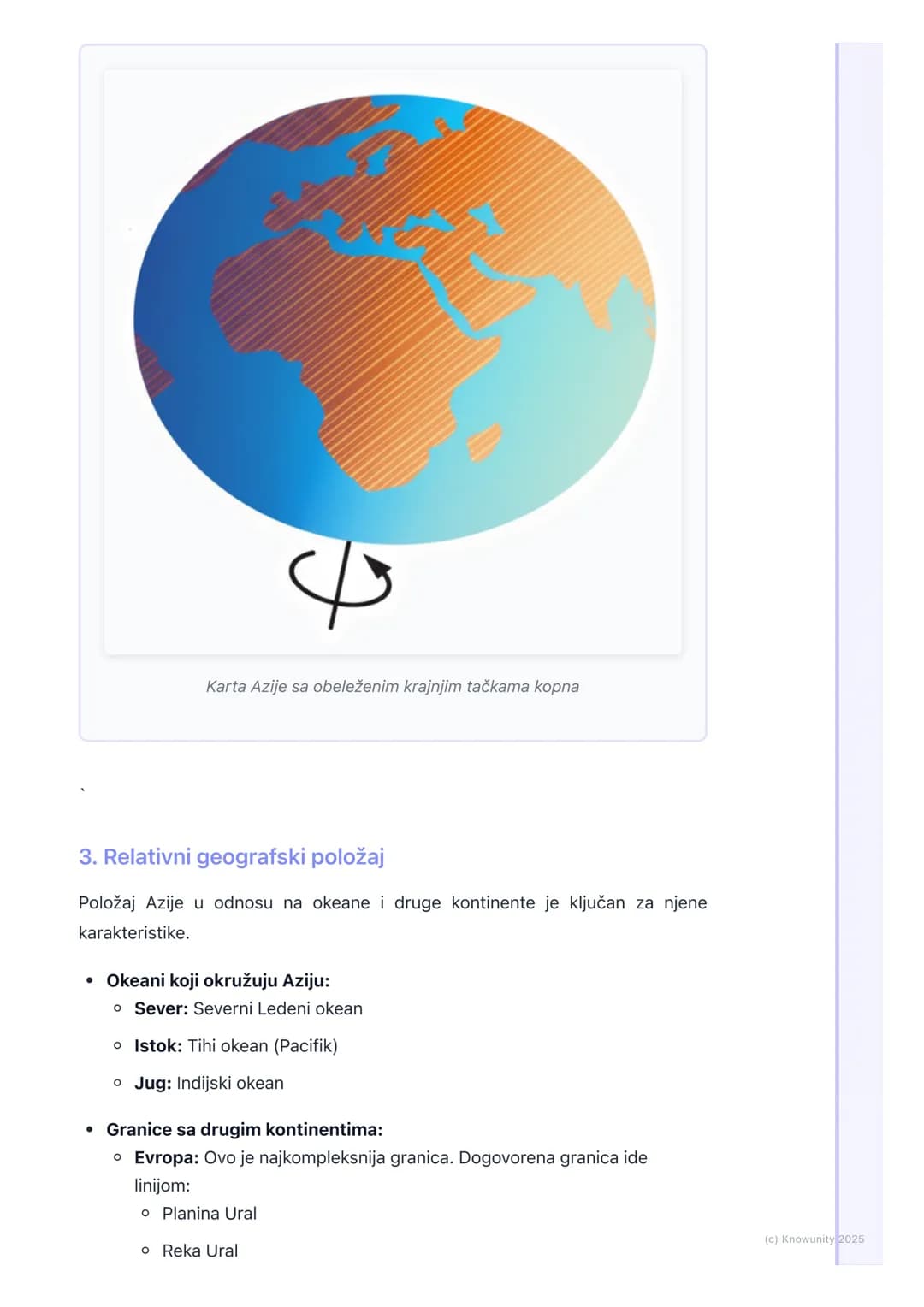 # Geografski položaj, granice i
veličina Azije
Geografski položaj, granice i veličina Azije
Azija je najveći i najnaseljeniji kontinent na