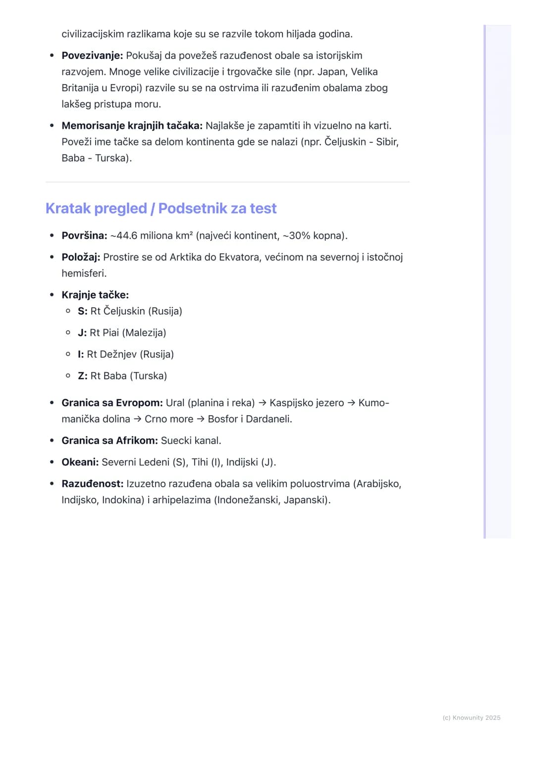 # Geografski položaj, granice i
veličina Azije
Geografski položaj, granice i veličina Azije
Azija je najveći i najnaseljeniji kontinent na