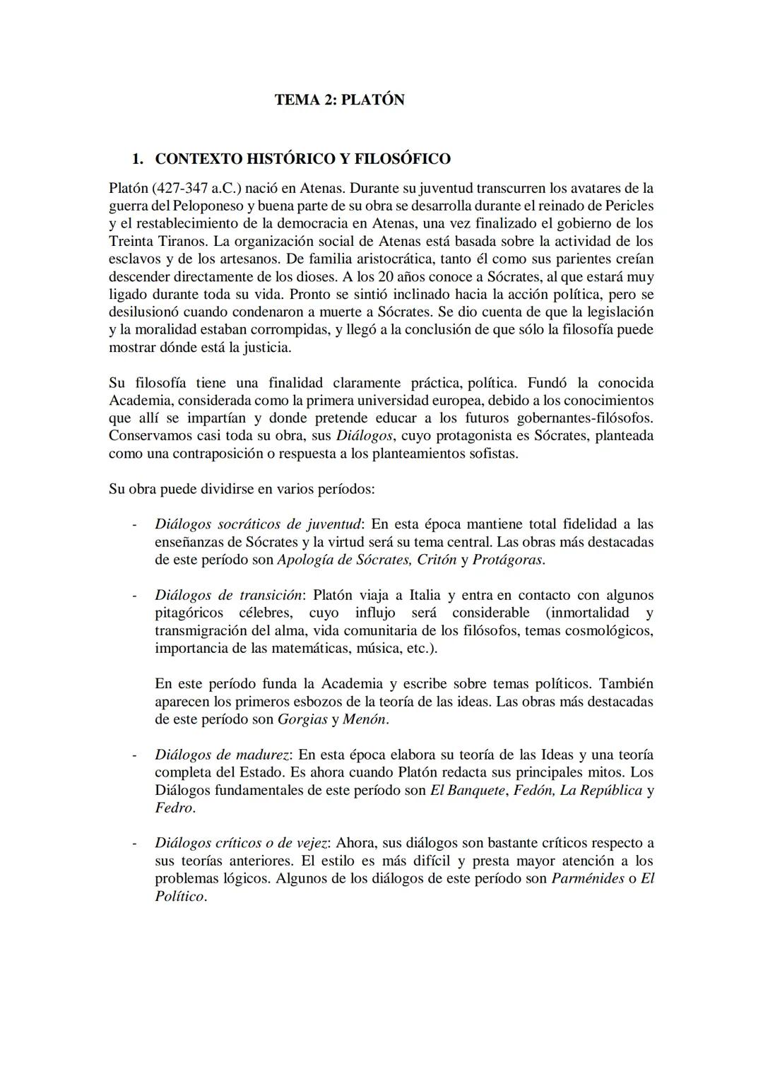 TEMA 2: PLATÓN