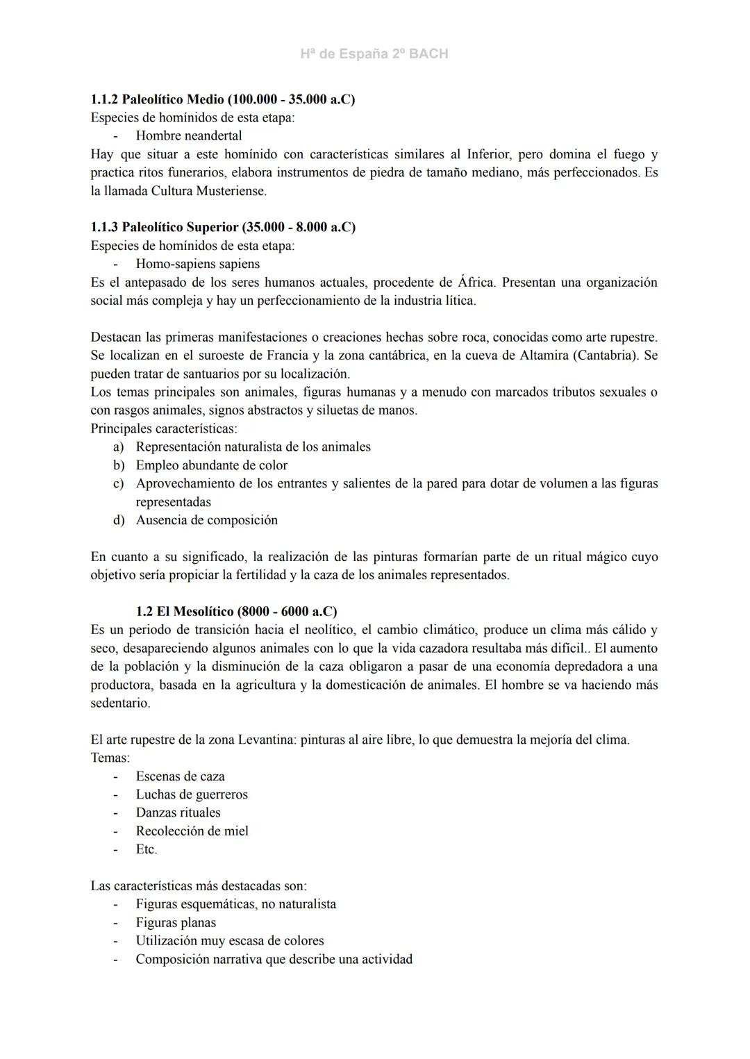 Hª de España 2º BACH
LA PREHISTORIA Y EL LEGADO ROMANO
1. Rasgos generales de la prehistoria
La prehistoria estudia el pasado de los seres h