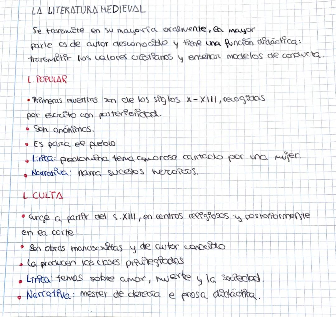 LITERATURA Y LÍRICA MEDIEVAL