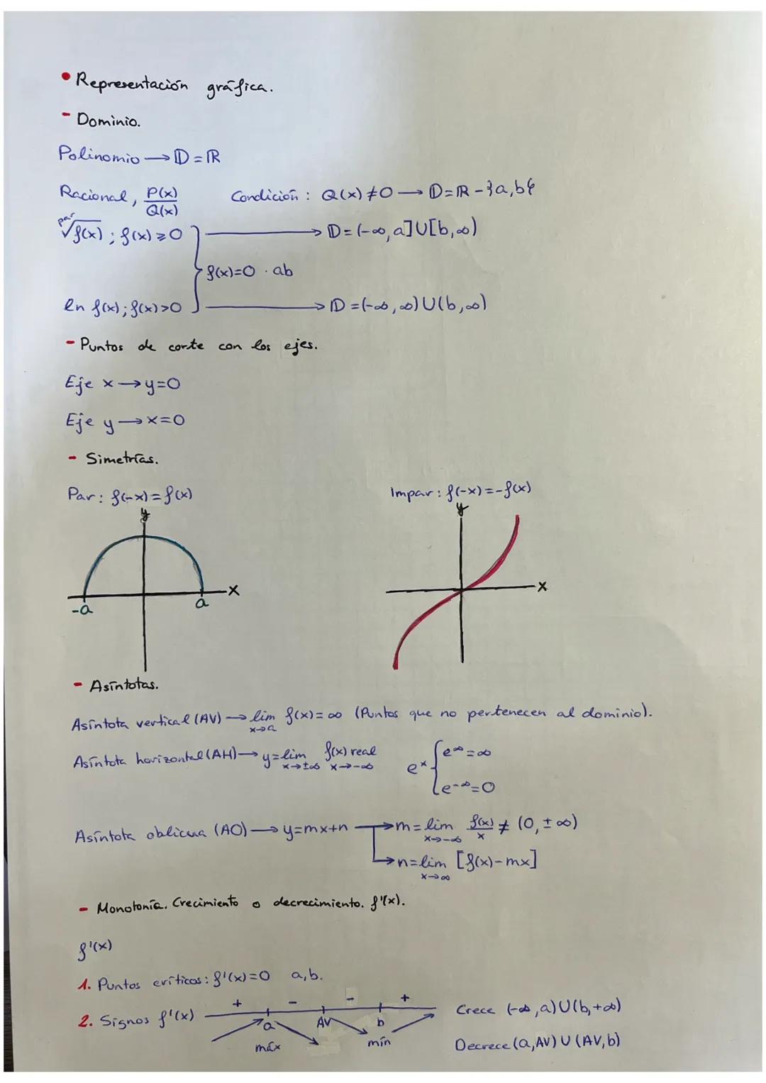 - •Representación gráfica.
- Dominio.
Polinomio D=IR
Racional, $\frac{P(x)}{Q(x)}$ Condición: Q(x) ≠0→D=R-3a,b4
$\sqrt{f(x)}$; 8(x)=0 →→D