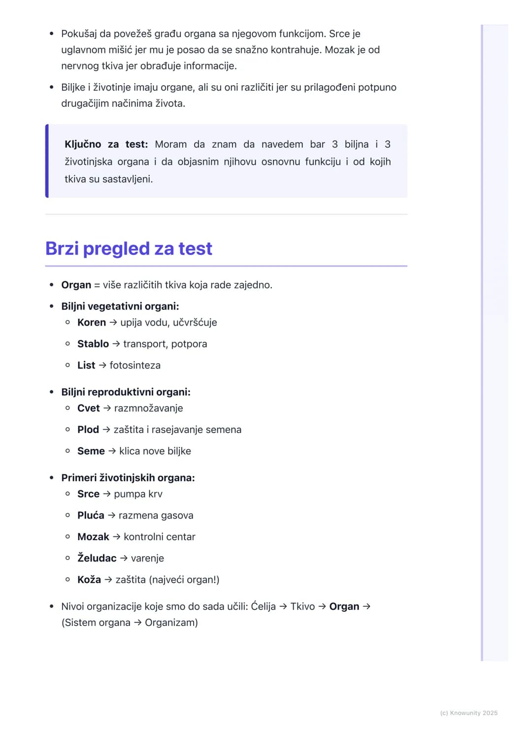 # Organi
## Šta su organi?
Organi su sledeći nivo organizacije živih bića, odmah posle tkiva. To su delovi
tela koji se sastoje od različi