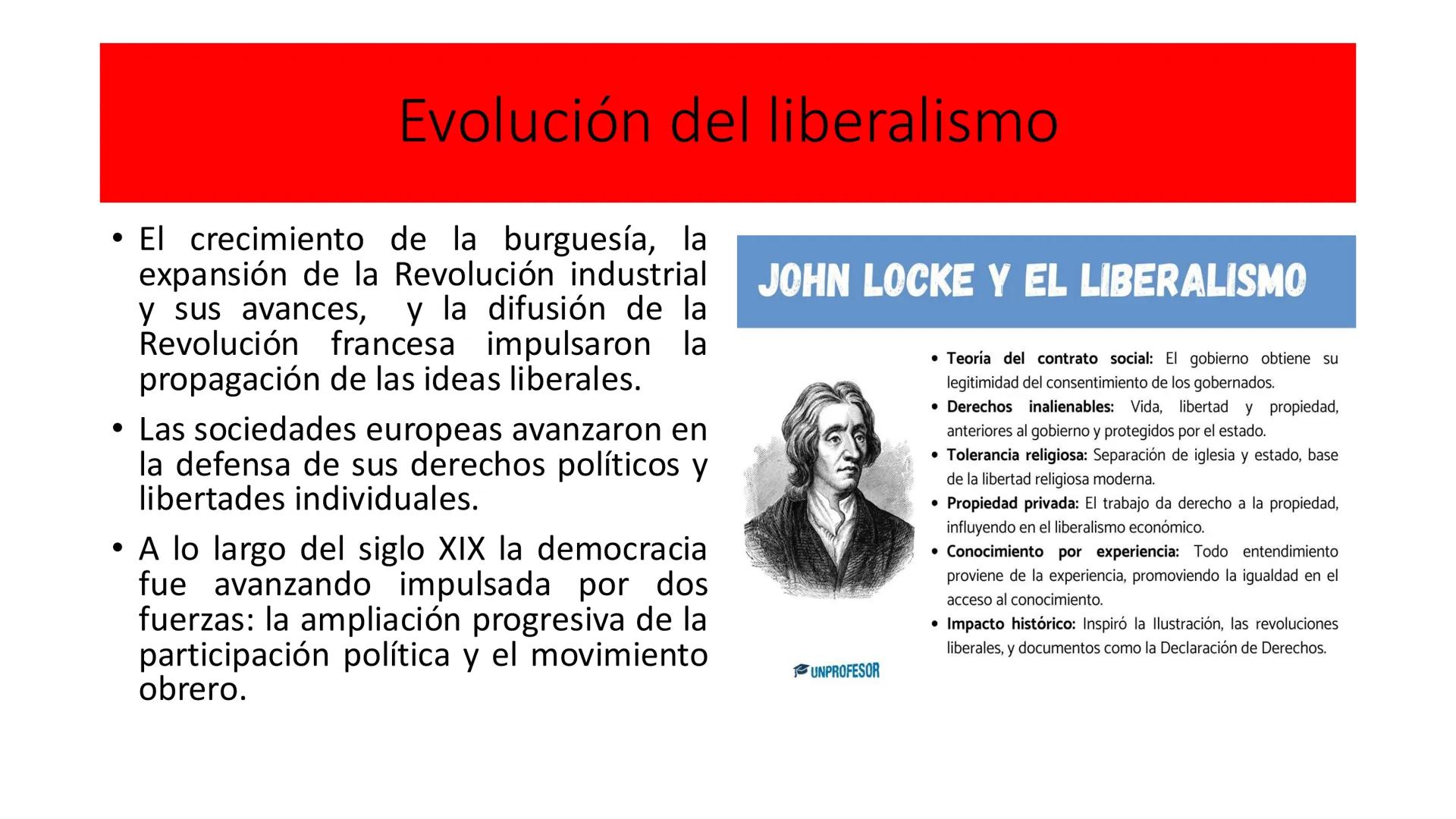 LIBERALISMO Y
NACIONALISMO
UNIDAD 10 # Liberalismo y democracia
• Desde la segunda mitad del siglo XVII los principios de Antiguo Régimen