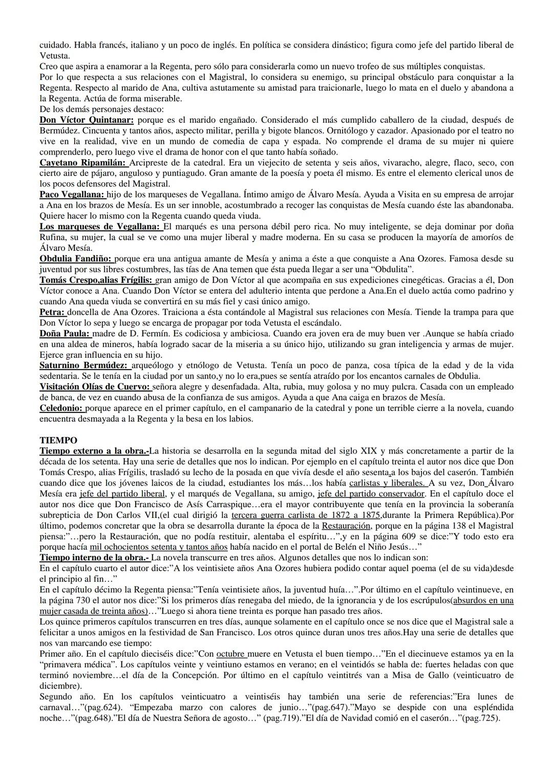ESTRUCTURA INTERNA
LA REGENTA
Leopoldo Alas "Clarín"
Argumento general de la obra:
En una ciudad de provincias, Vetusta, vive Ana Ozores, de
