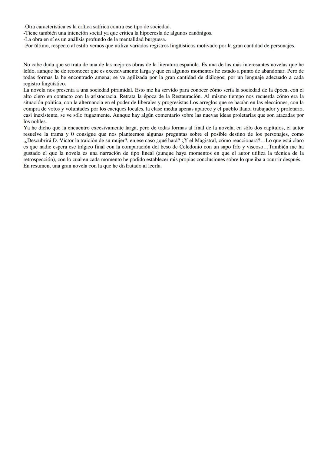 ESTRUCTURA INTERNA
LA REGENTA
Leopoldo Alas "Clarín"
Argumento general de la obra:
En una ciudad de provincias, Vetusta, vive Ana Ozores, de