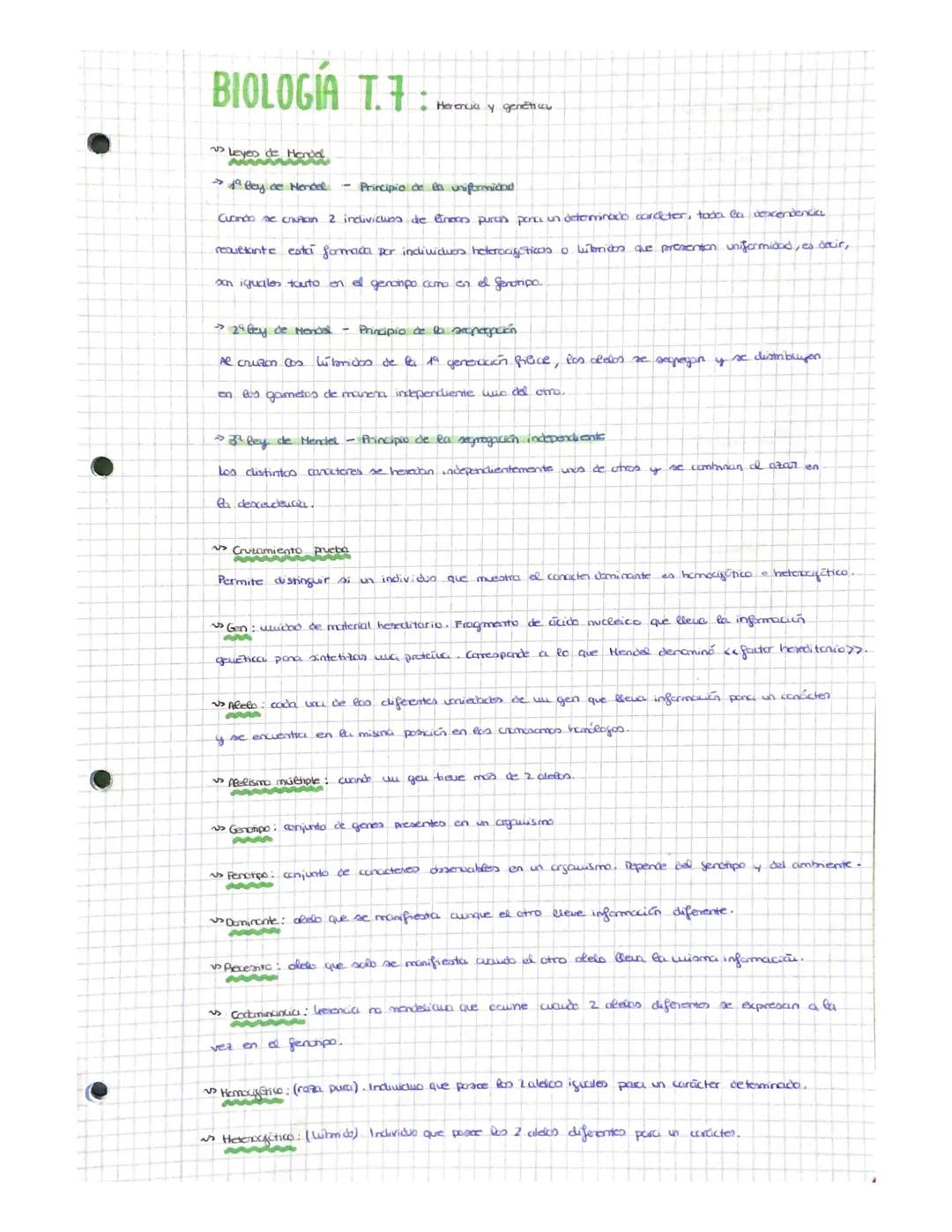 # BIOLOGÍA T.7
* Herencia y genétiuu
* Leyes de Horid
* 1 bay de Horace - Principio de la uniformiand
Cuando se chutian 2 indivici