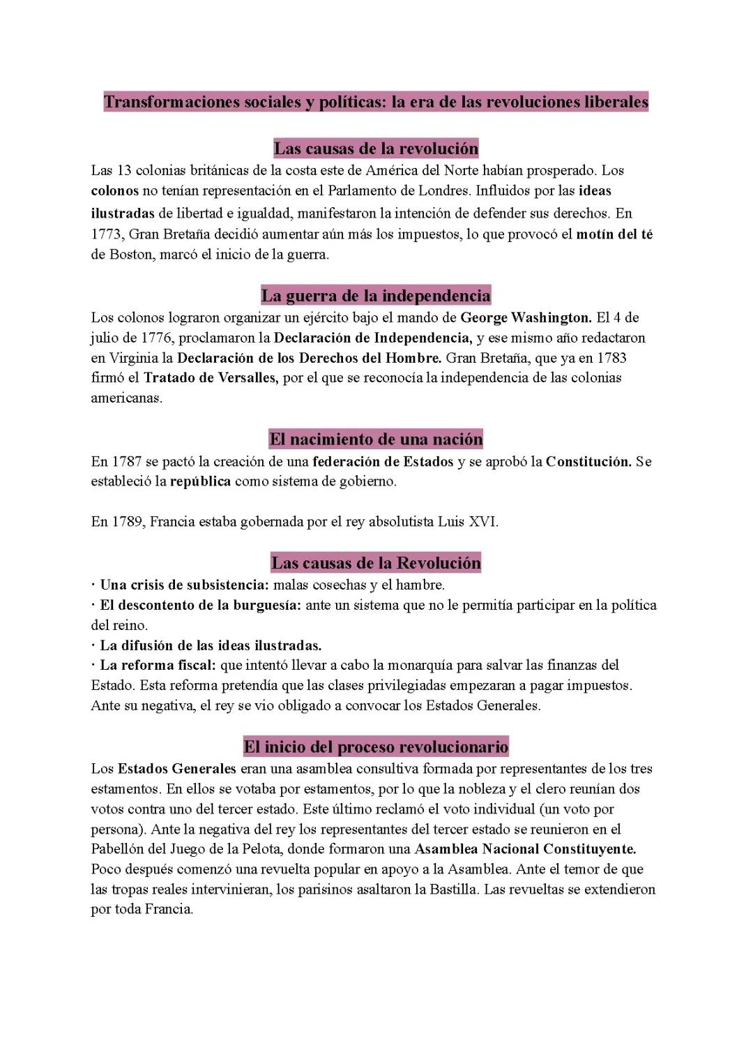 Transformaciones sociales y políticas: la era de las revoluciones liberales