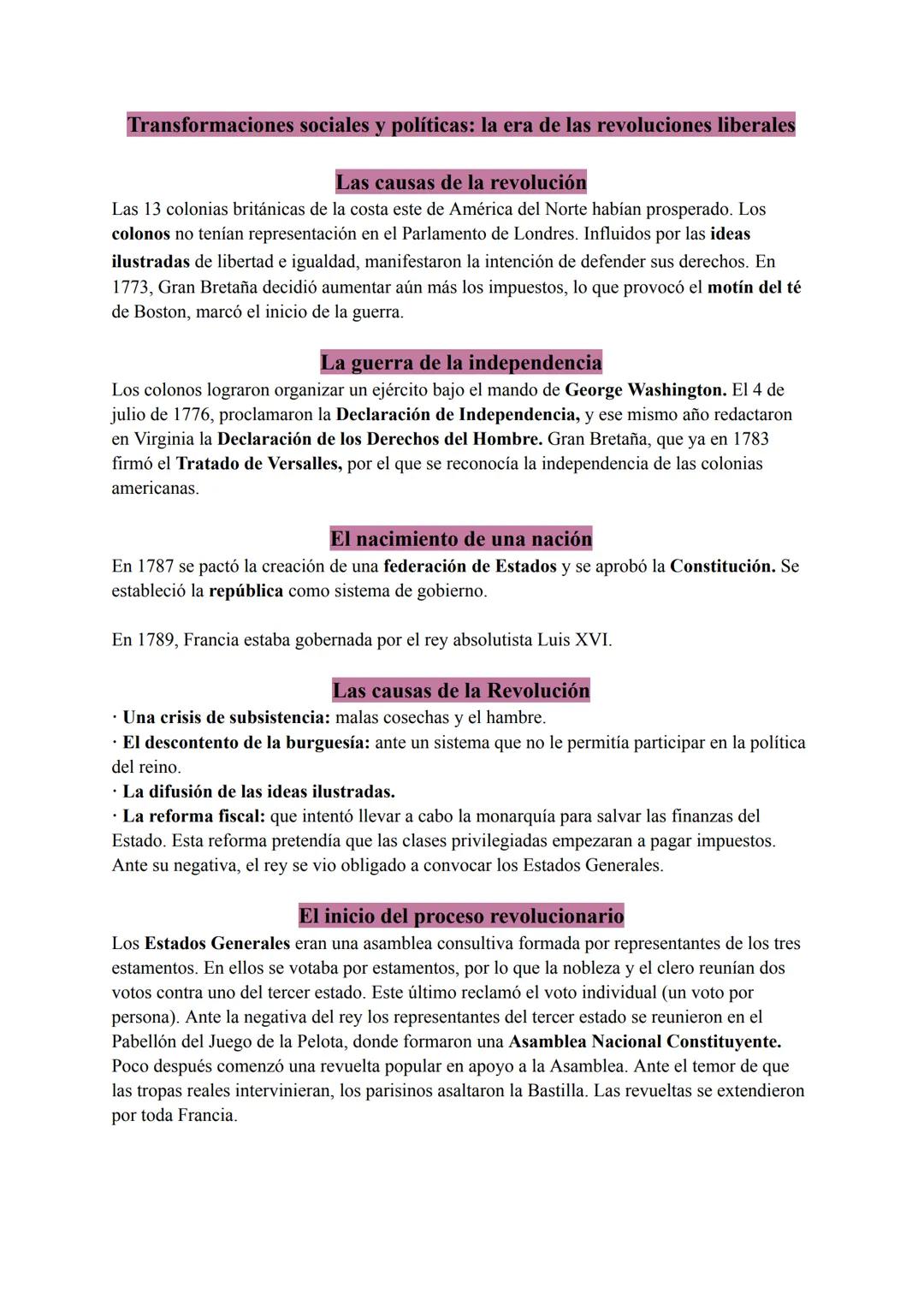 Transformaciones sociales y políticas: la era de las revoluciones liberales
Las causas de la revolución
Las 13 colonias británicas de la cos