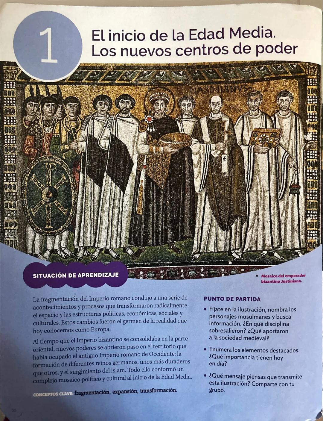 # 1
El inicio de la Edad Media.
Los nuevos centros de poder
SITUACIÓN DE APRENDIZAJE
La fragmentación del Imperio romano condujo a una se