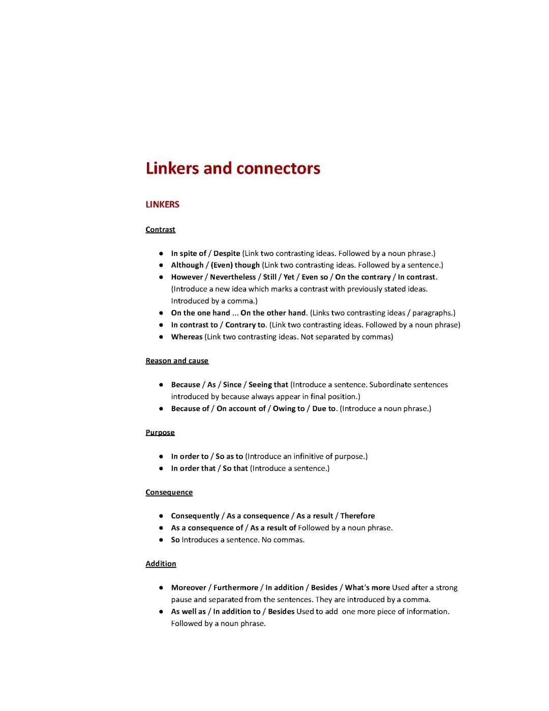 Linkers and conectors